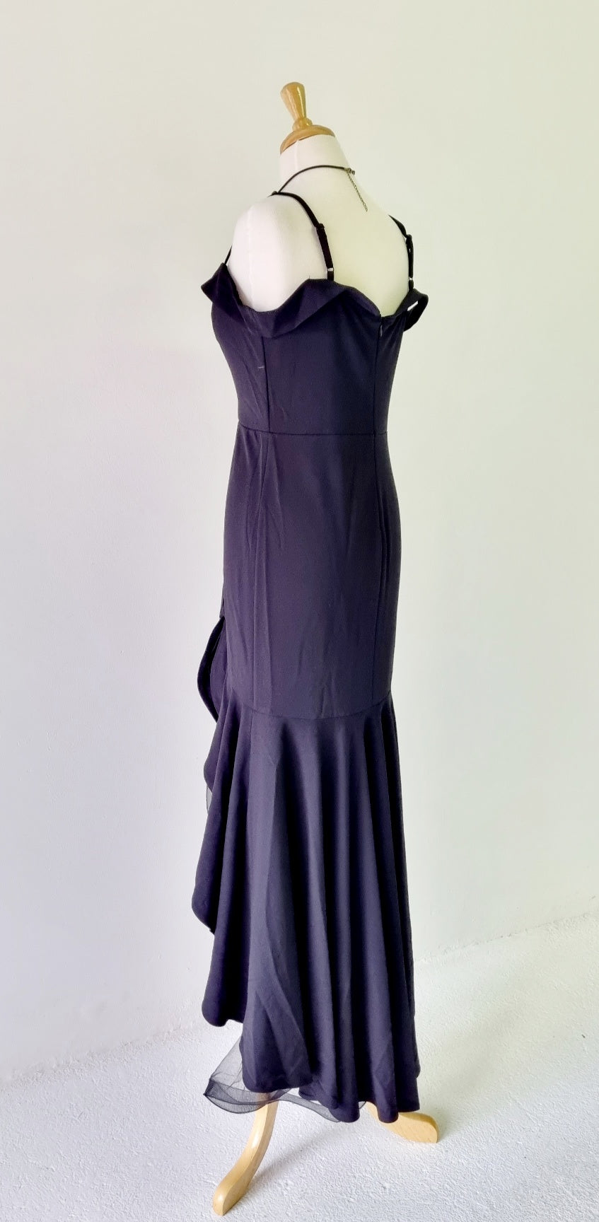 Ever Pretty - Black Boat Neckline Strap High-Low Formal Tulle Dress