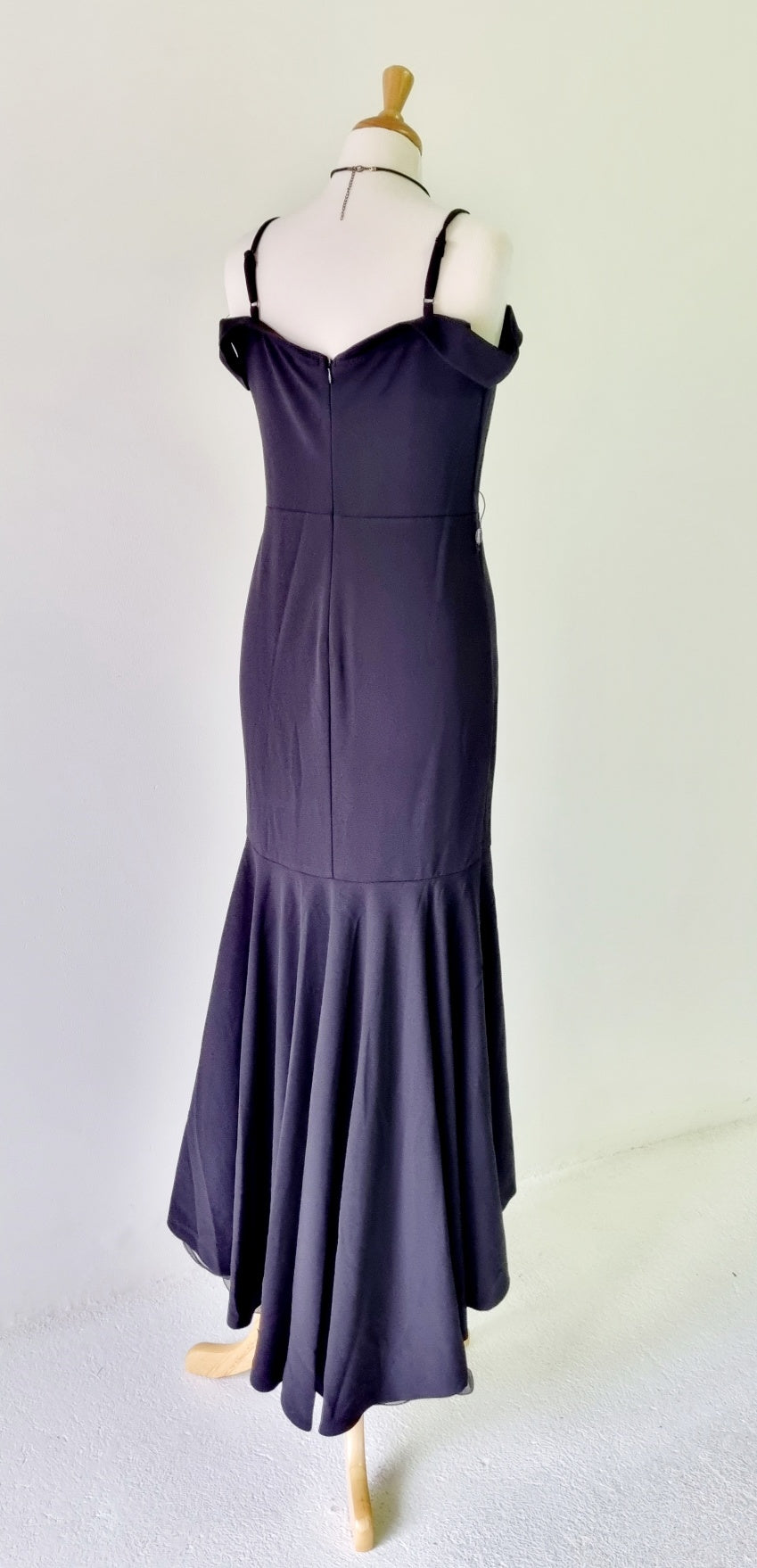 Ever Pretty - Black Boat Neckline Strap High-Low Formal Tulle Dress