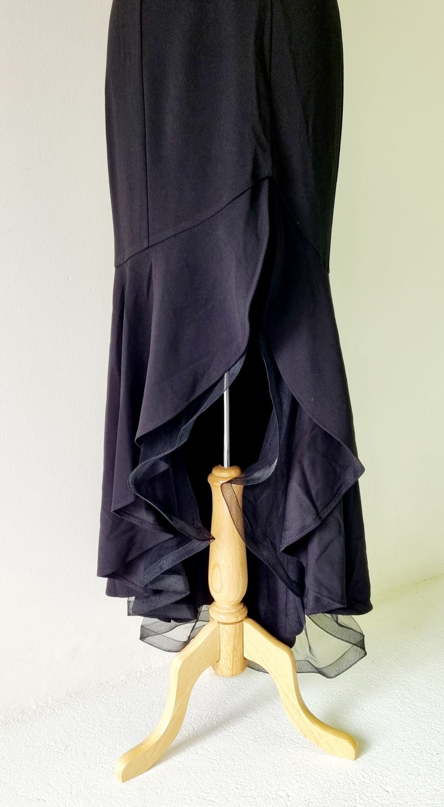 Ever Pretty - Black Boat Neckline Strap High-Low Formal Tulle Dress