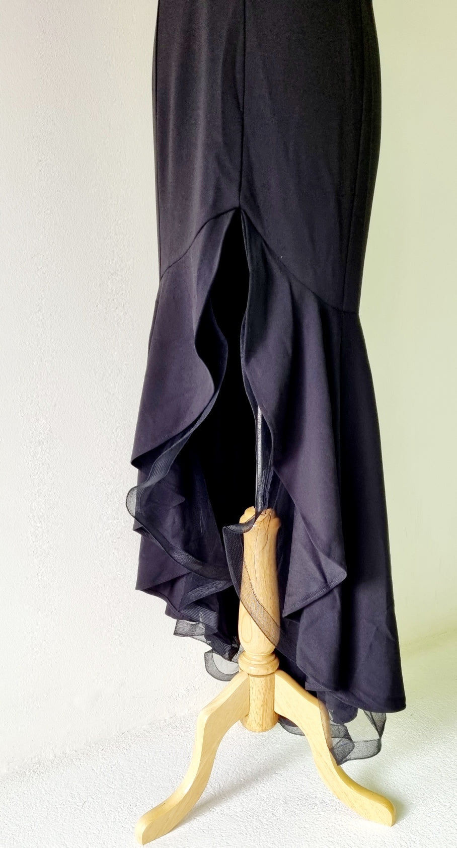 Ever Pretty - Black Boat Neckline Strap High-Low Formal Tulle Dress