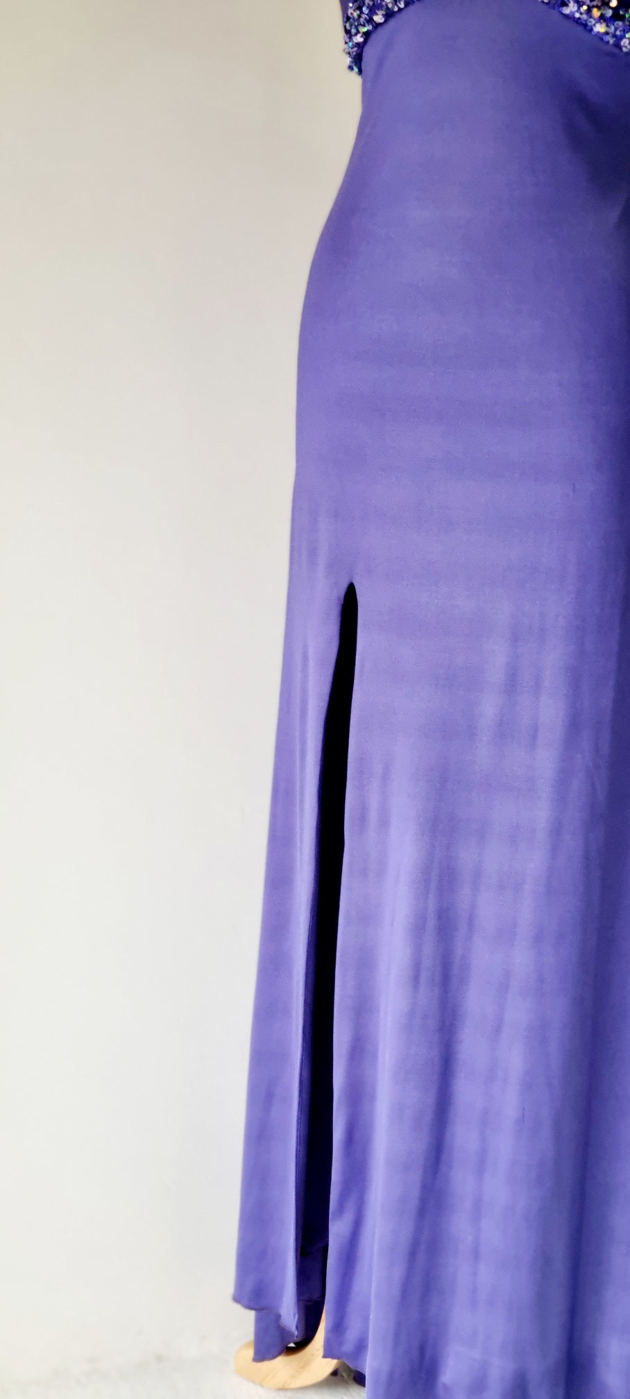 La Femme - Sequence Embellished Periwinkle Deep Blue Halterneck Formal Maxi Dress