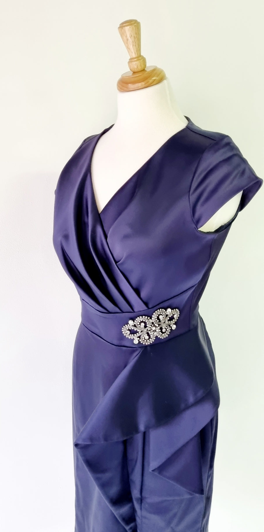 Perletti - Formal Deep Purple Asetat Midi Dress