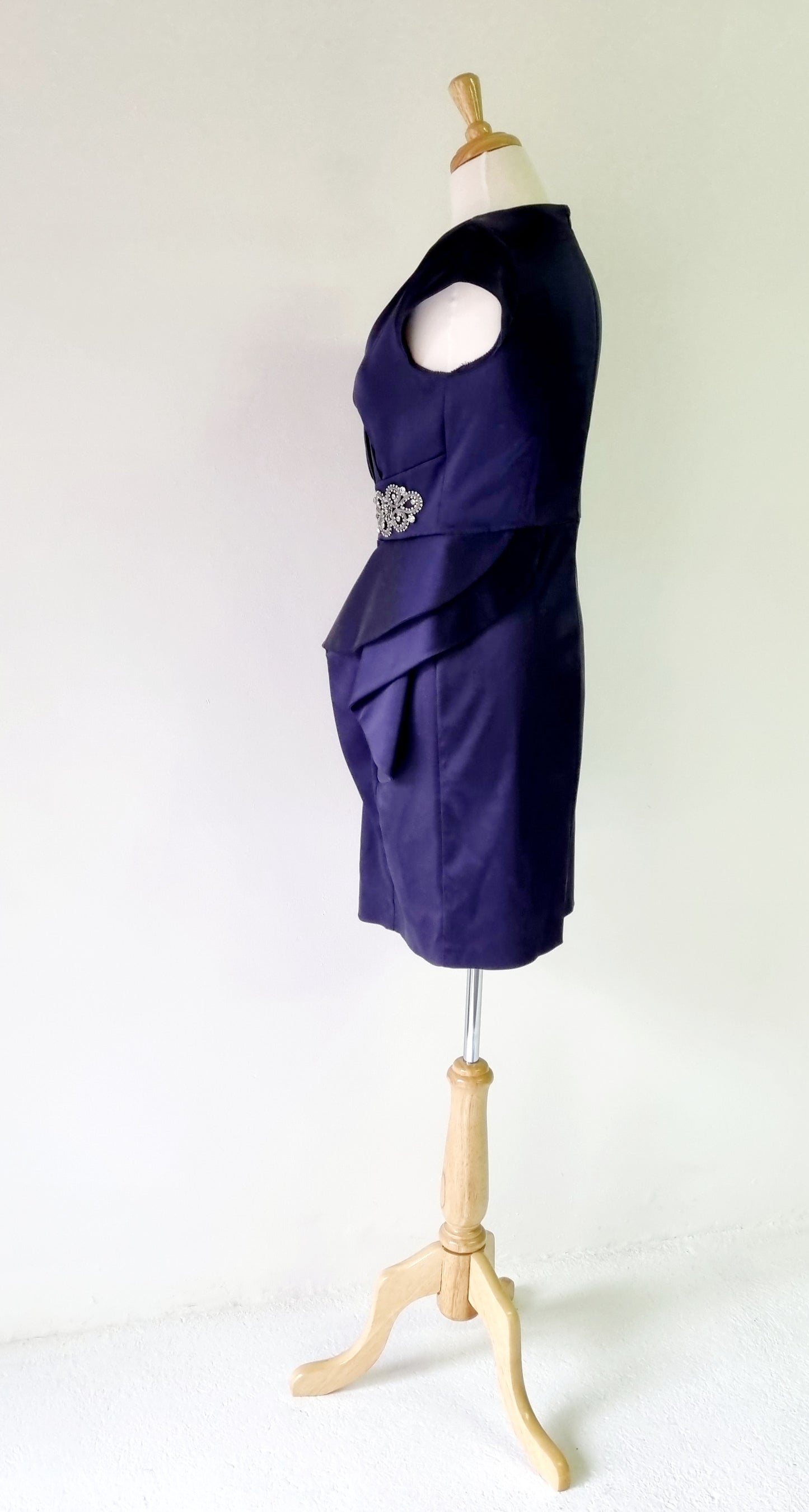 Perletti - Formal Deep Purple Asetat Midi Dress