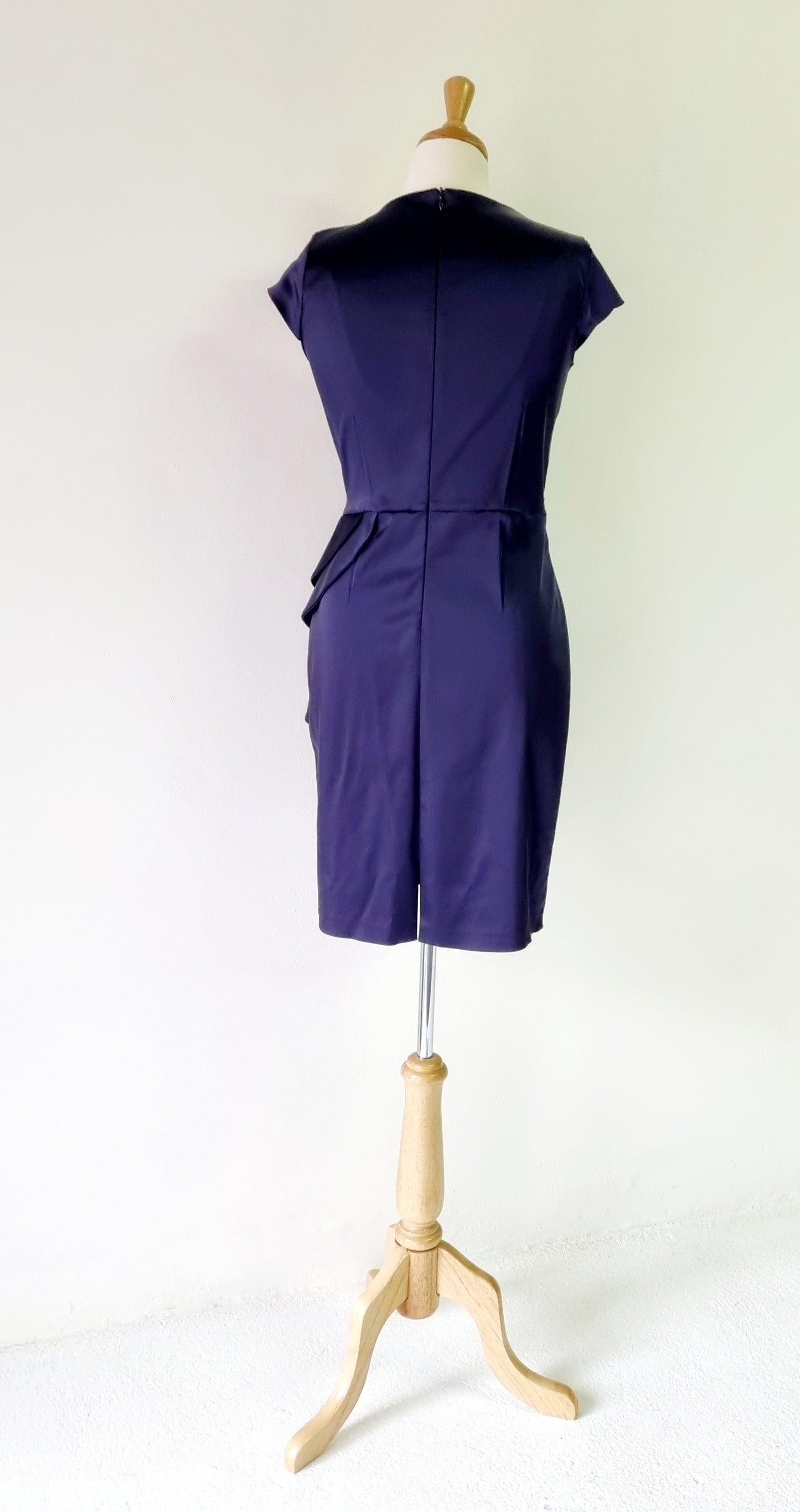 Perletti - Formal Deep Purple Asetat Midi Dress