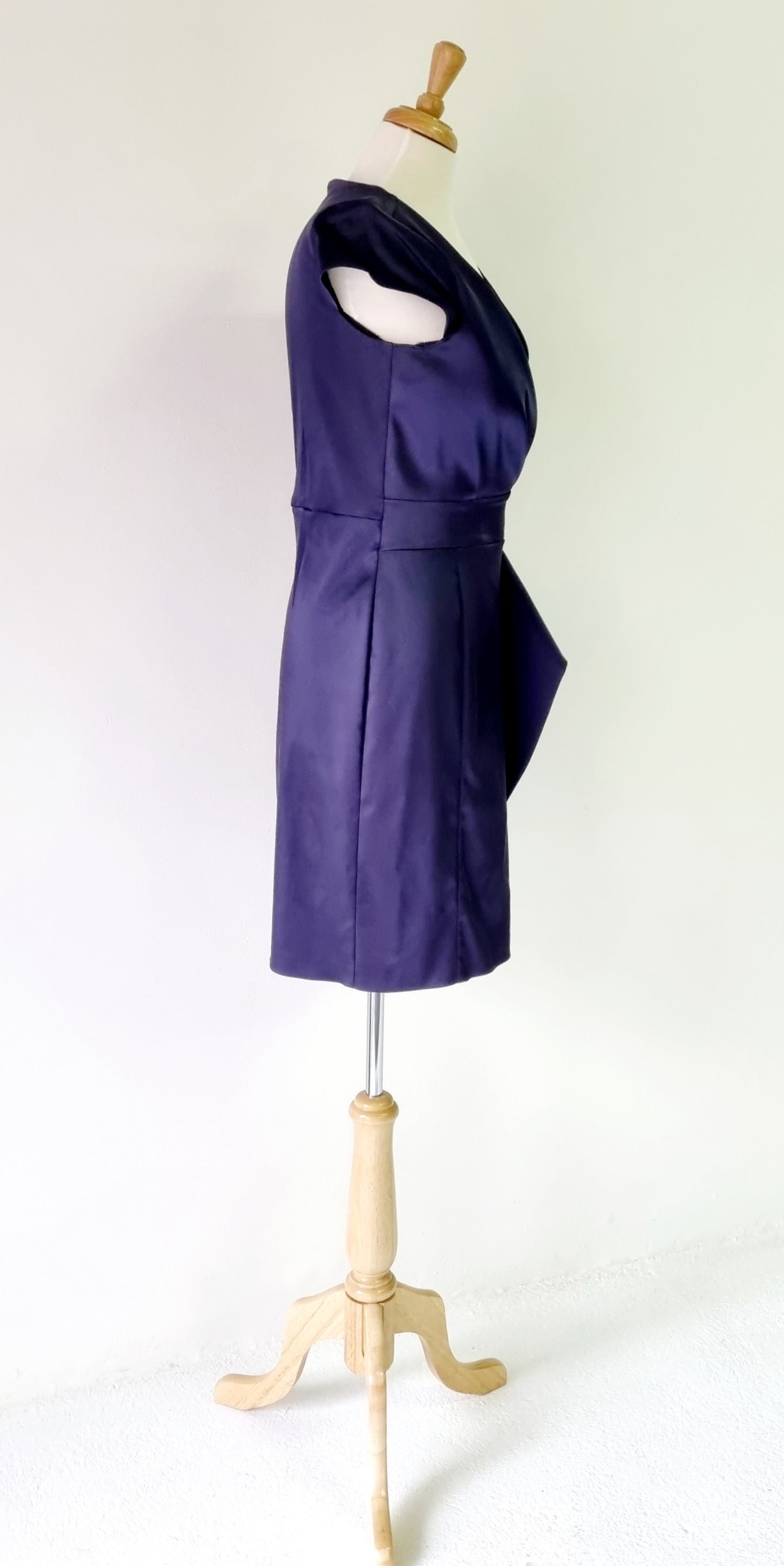 Perletti - Formal Deep Purple Asetat Midi Dress