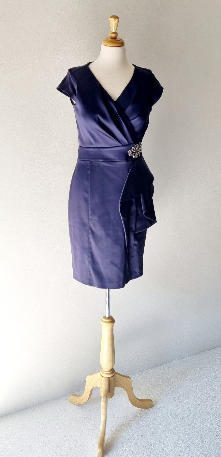 Perletti - Formal Deep Purple Asetat Midi Dress