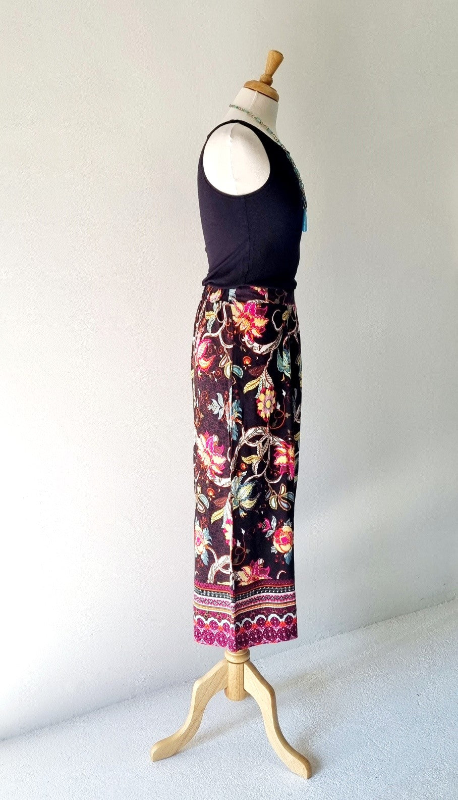 Cool Genes - Black Multi-colored Floral Wide Legged Summer Slacks