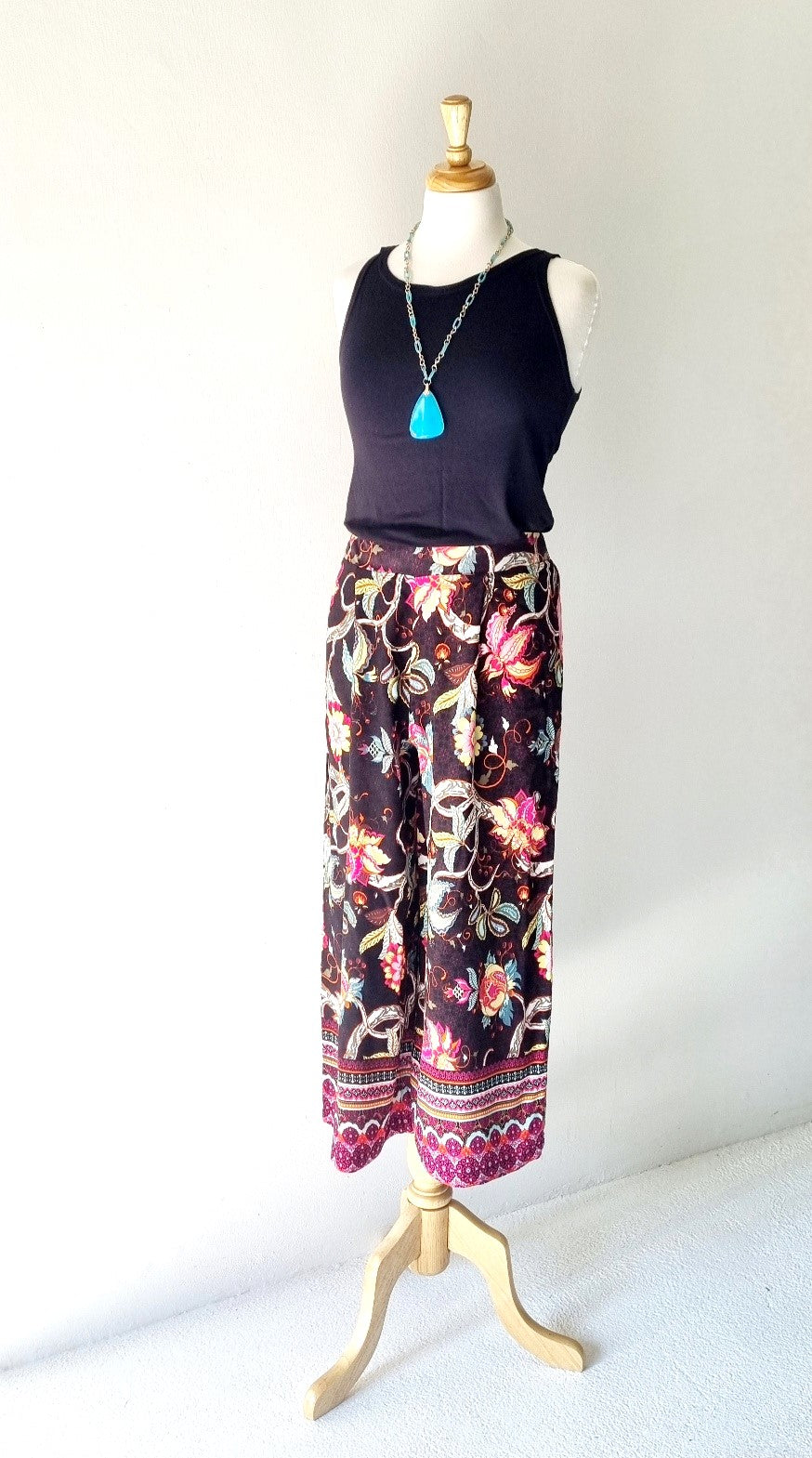 Cool Genes - Black Multi-colored Floral Wide Legged Summer Slacks
