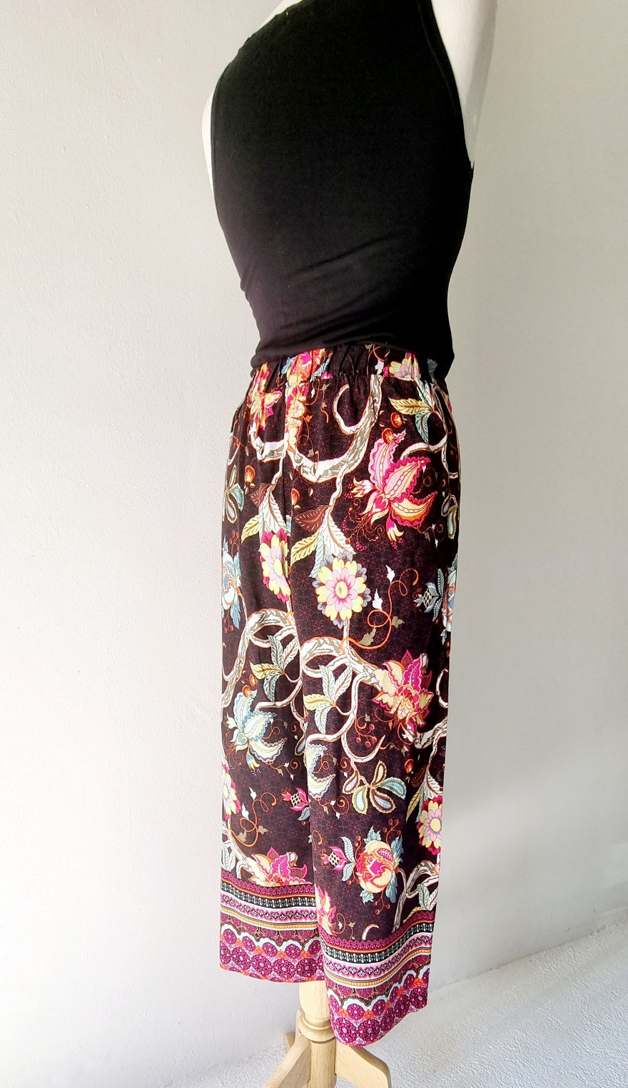 Cool Genes - Black Multi-colored Floral Wide Legged Summer Slacks
