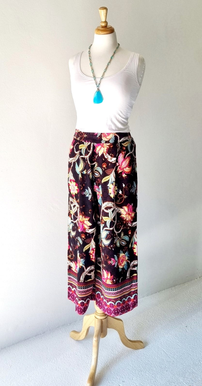 Cool Genes - Black Multi-colored Floral Wide Legged Summer Slacks