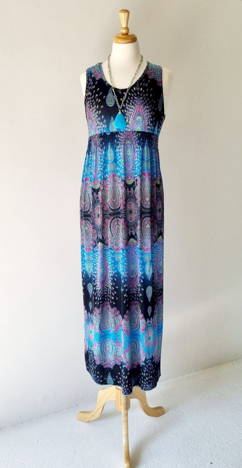 No Brand - Black & Turquoise maxi dress