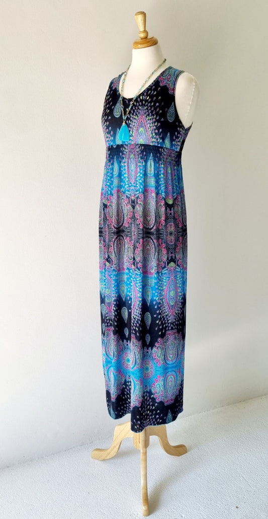 No Brand - Black & Turquoise maxi dress
