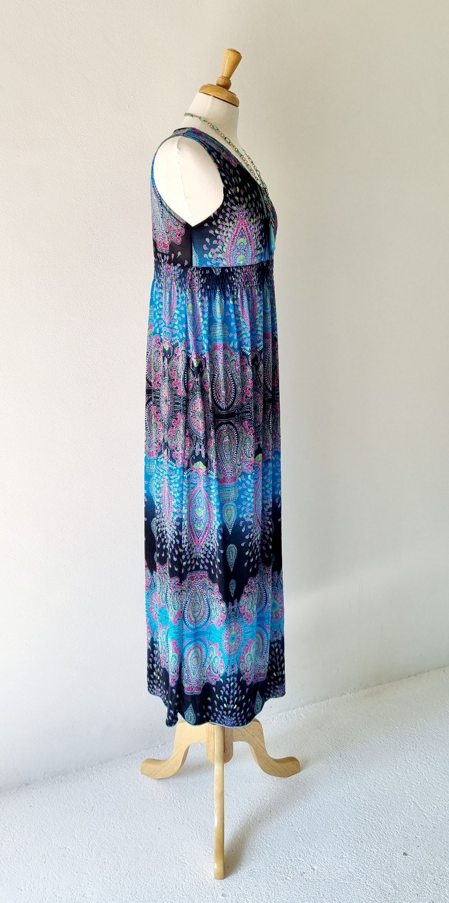 No Brand - Black & Turquoise maxi dress