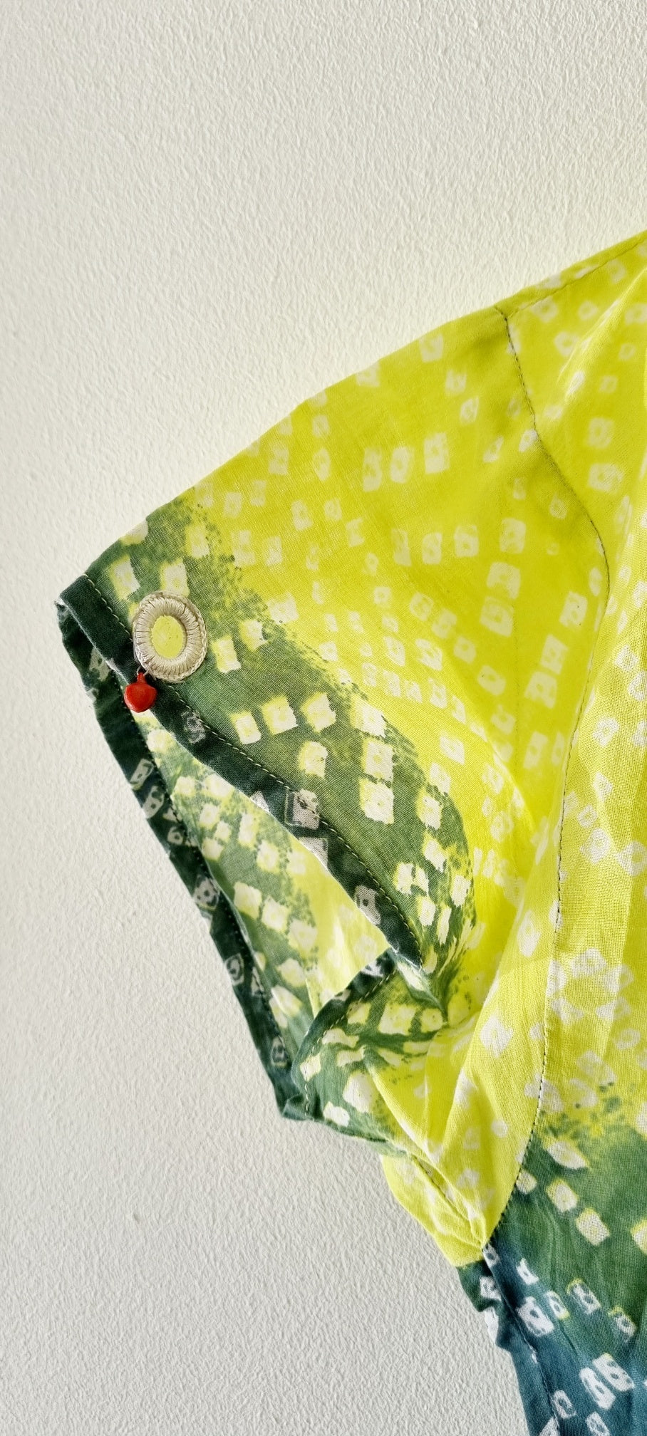 No Brand - Shades of Green Island Style Cotton Short Sleeve Throw Over