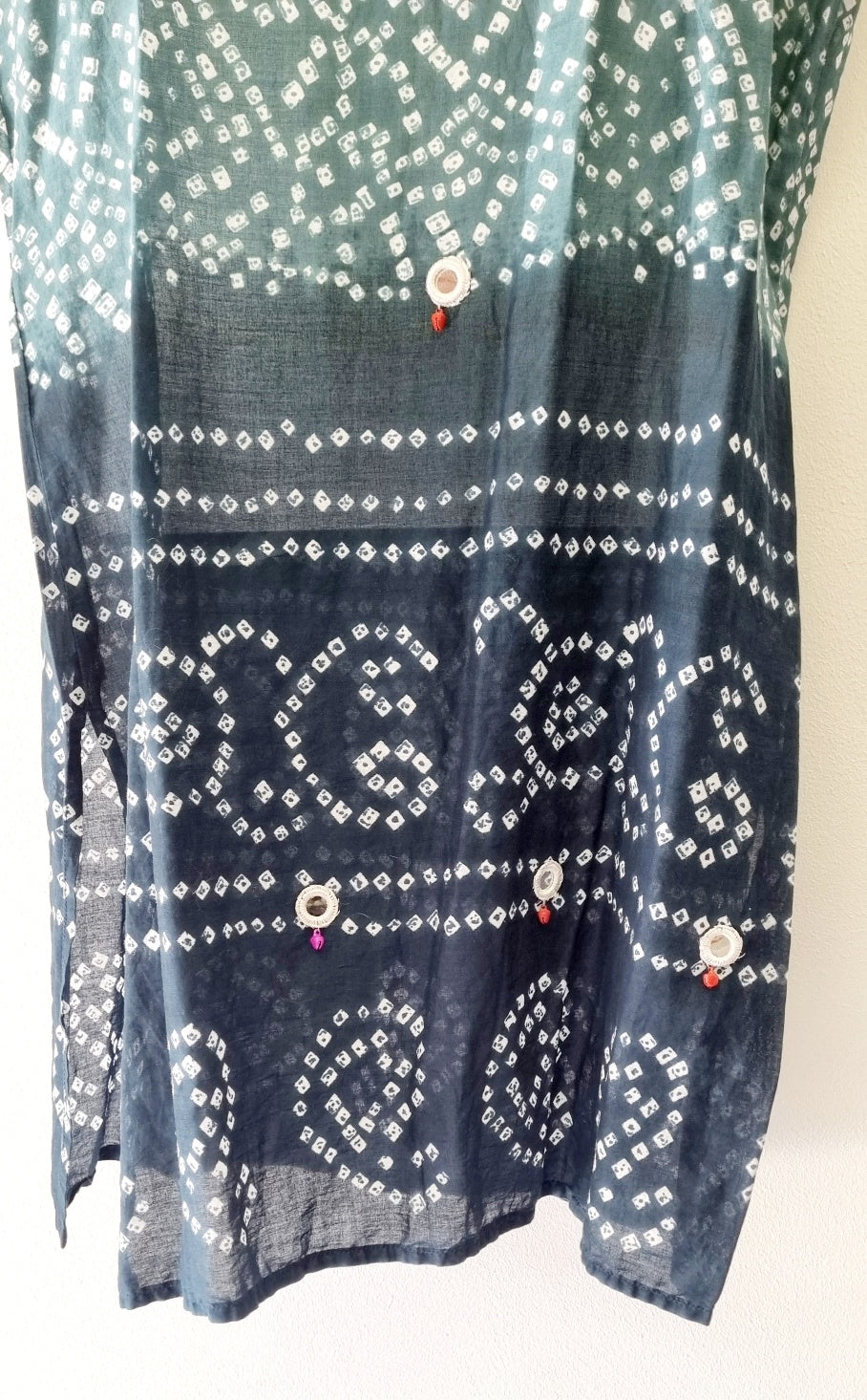 No Brand - Shades of Green Island Style Cotton Short Sleeve Throw Over