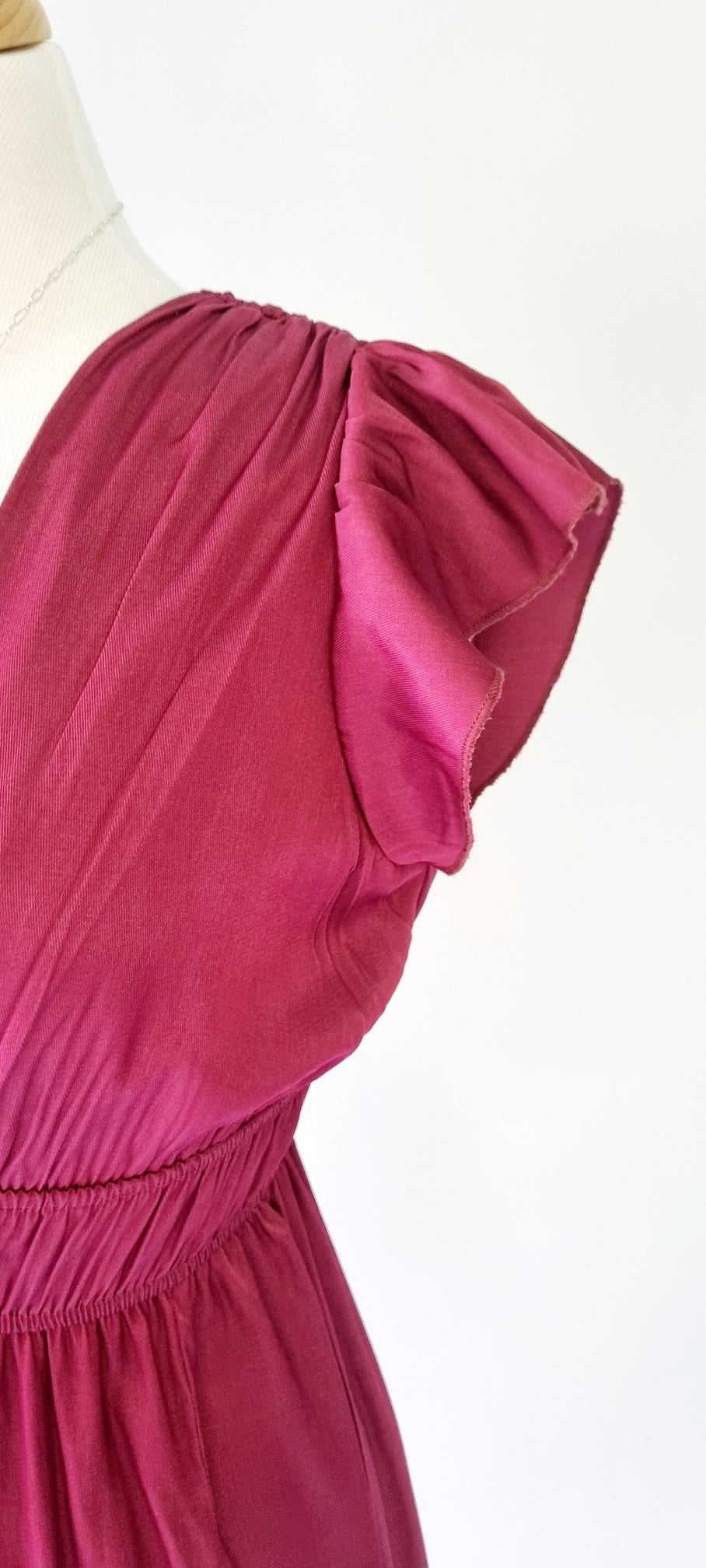 No Tag - Maroon low V-Cut elasticized high waisted maxi dress