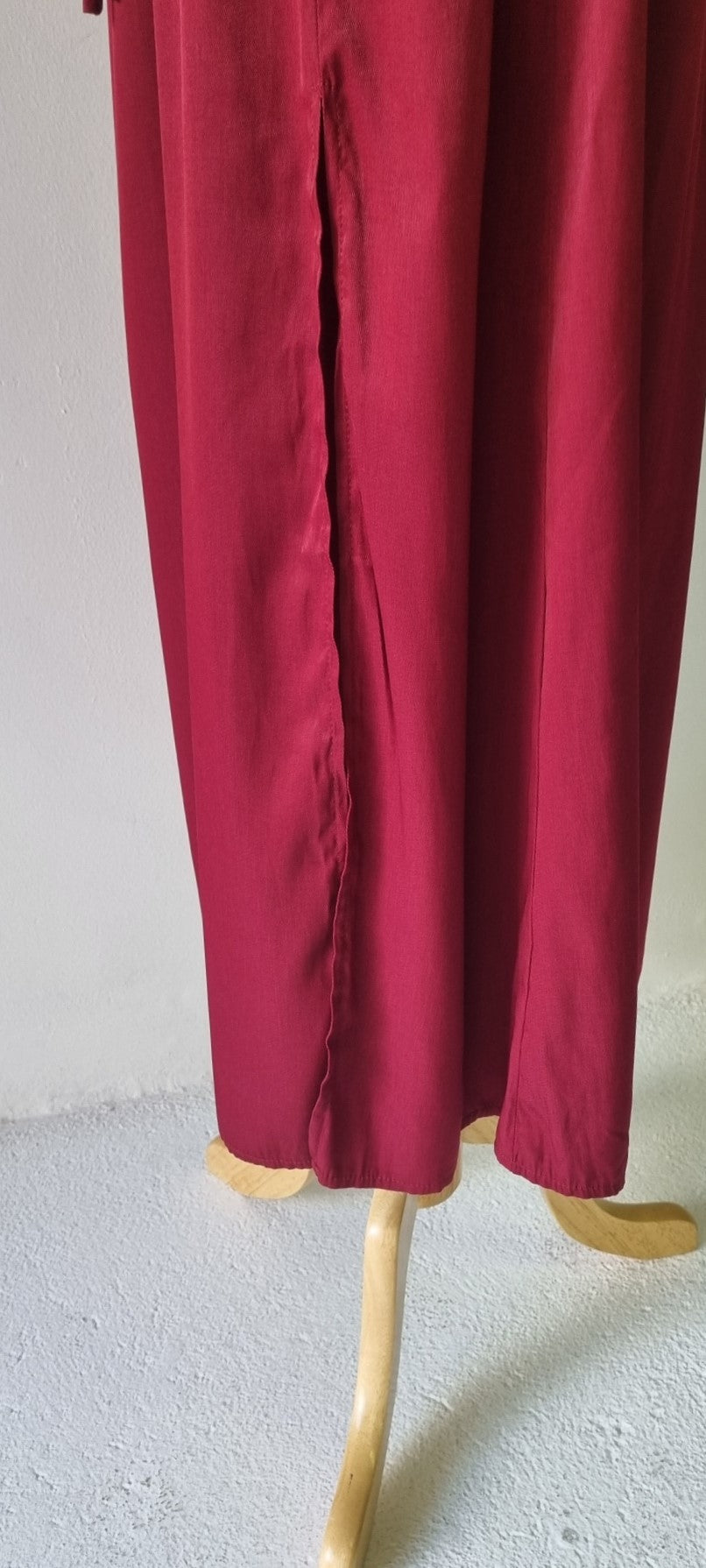 No Tag - Maroon low V-Cut elasticized high waisted maxi dress