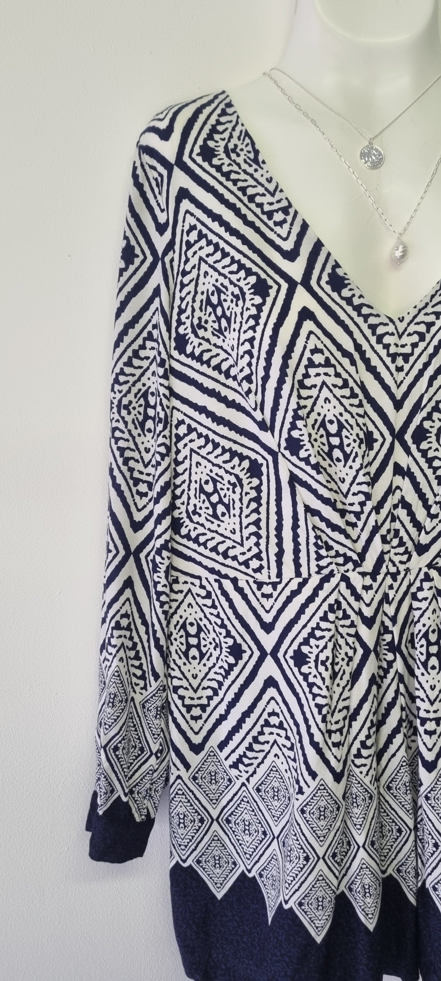 No Tag - Blue & White Long Sleeve Short Romper