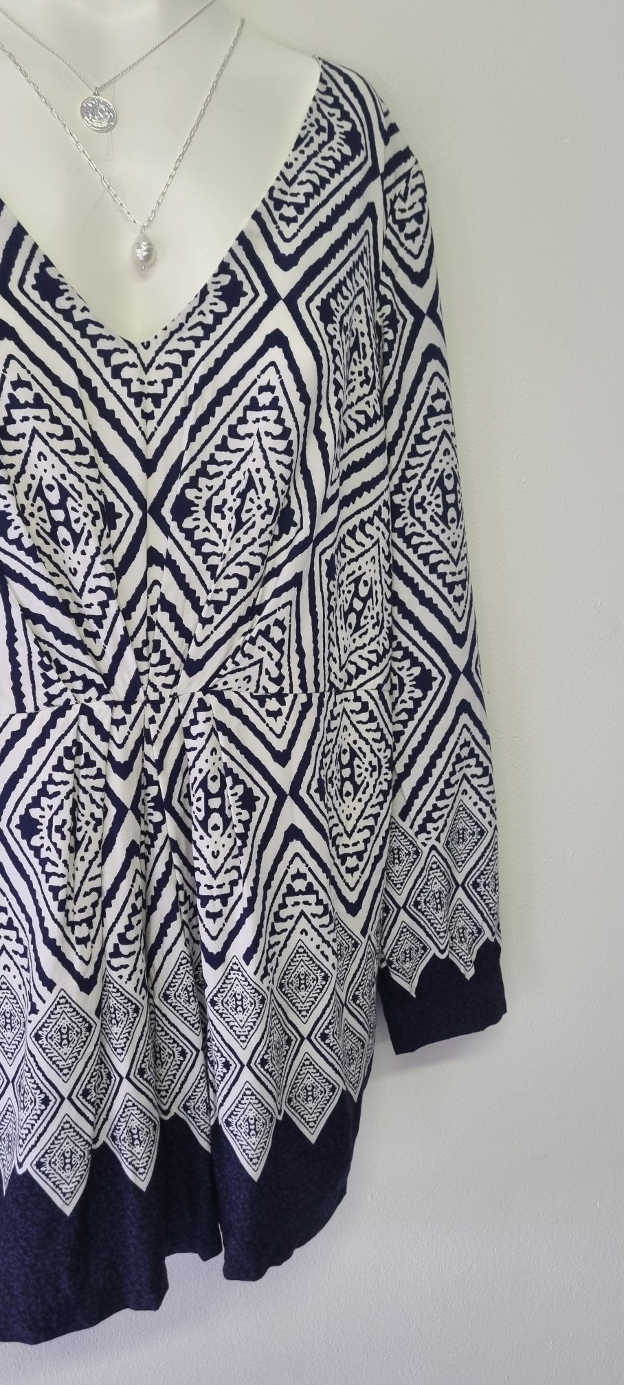 No Tag - Blue & White Long Sleeve Short Romper