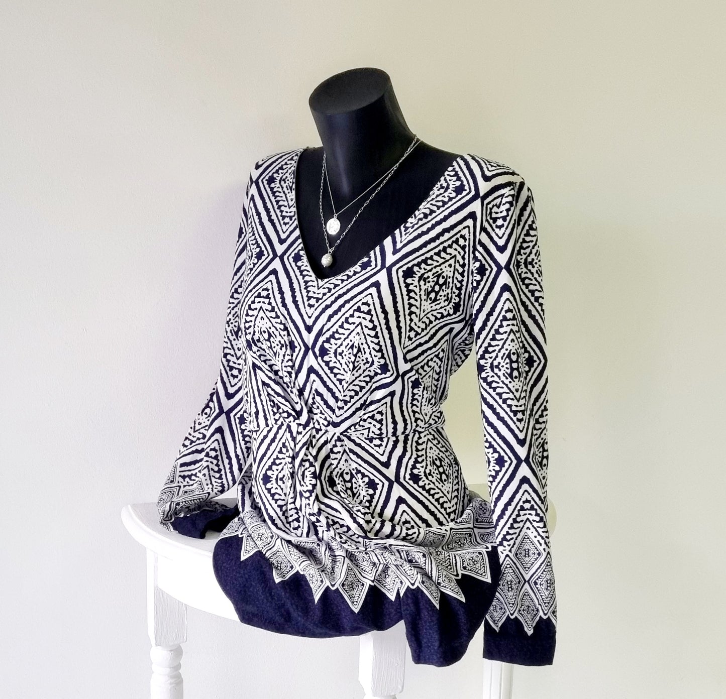 No Tag - Blue & White Long Sleeve Short Romper