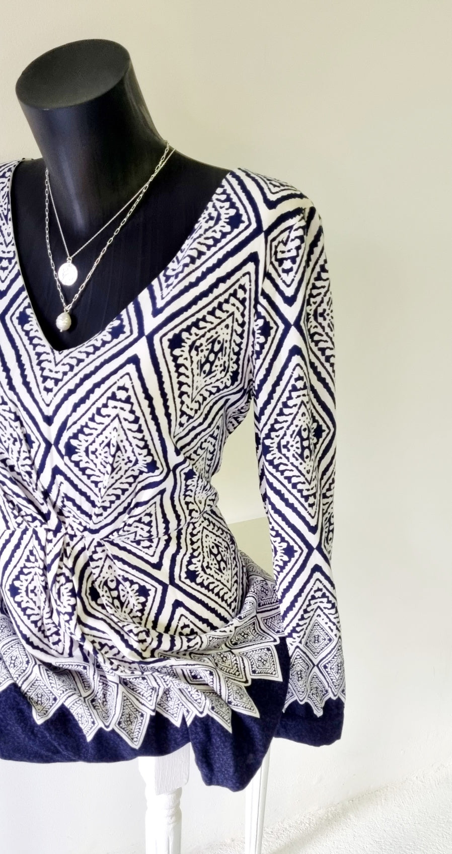 No Tag - Blue & White Long Sleeve Short Romper