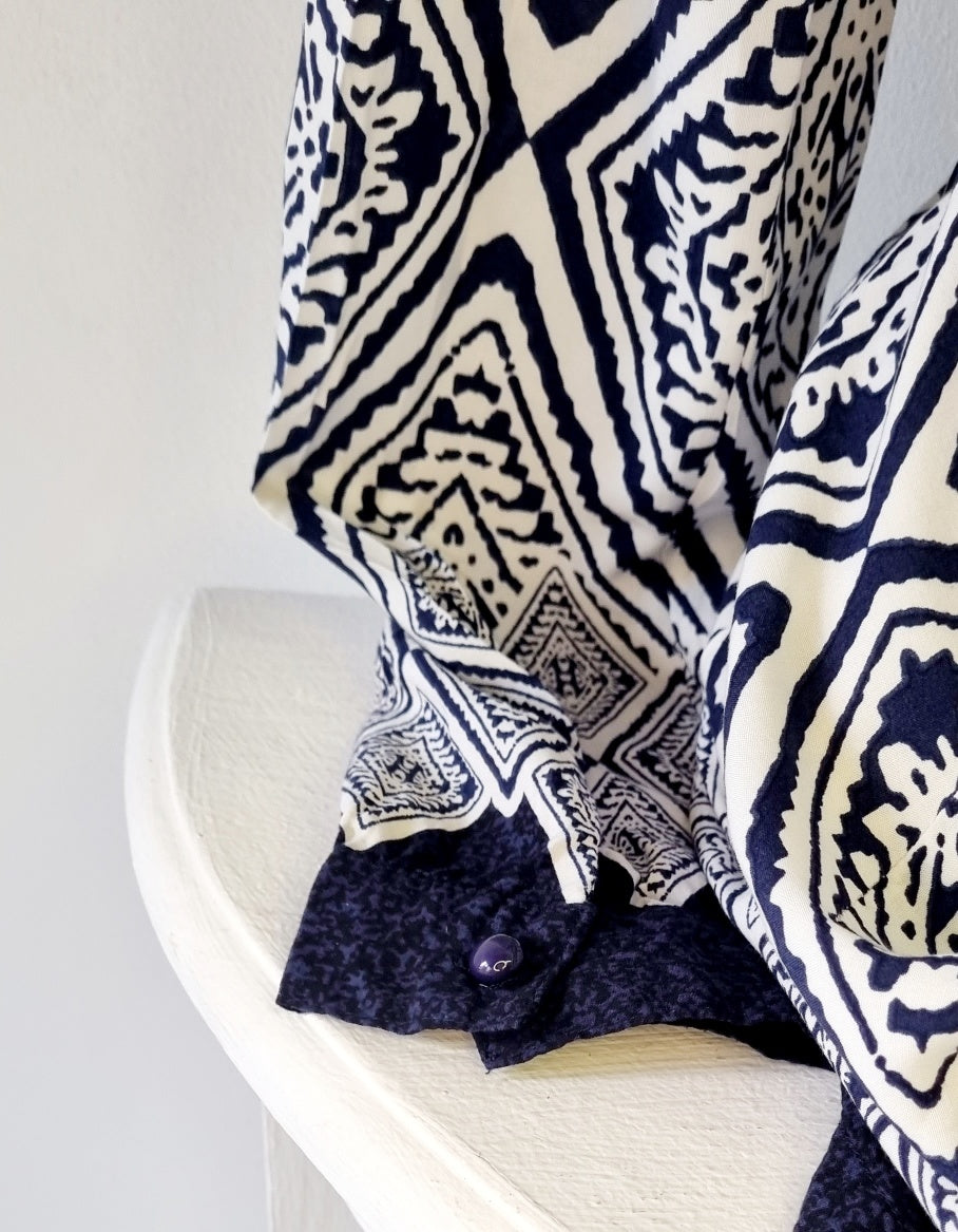 No Tag - Blue & White Long Sleeve Short Romper