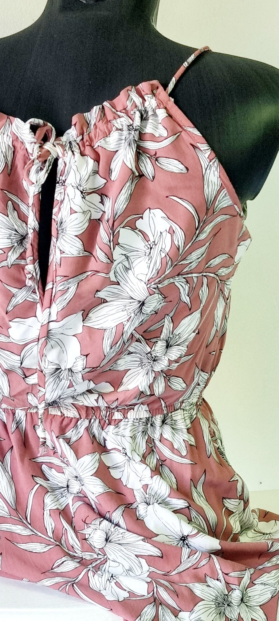 Journal - Floral dusty pink and white high neckline maxi summer dress