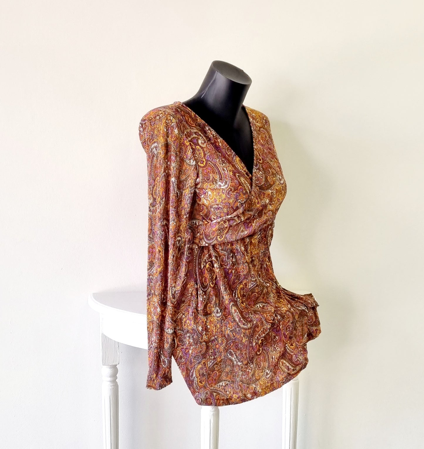 MNG - Burnt Orange & Purple Cross Over Mini Dress