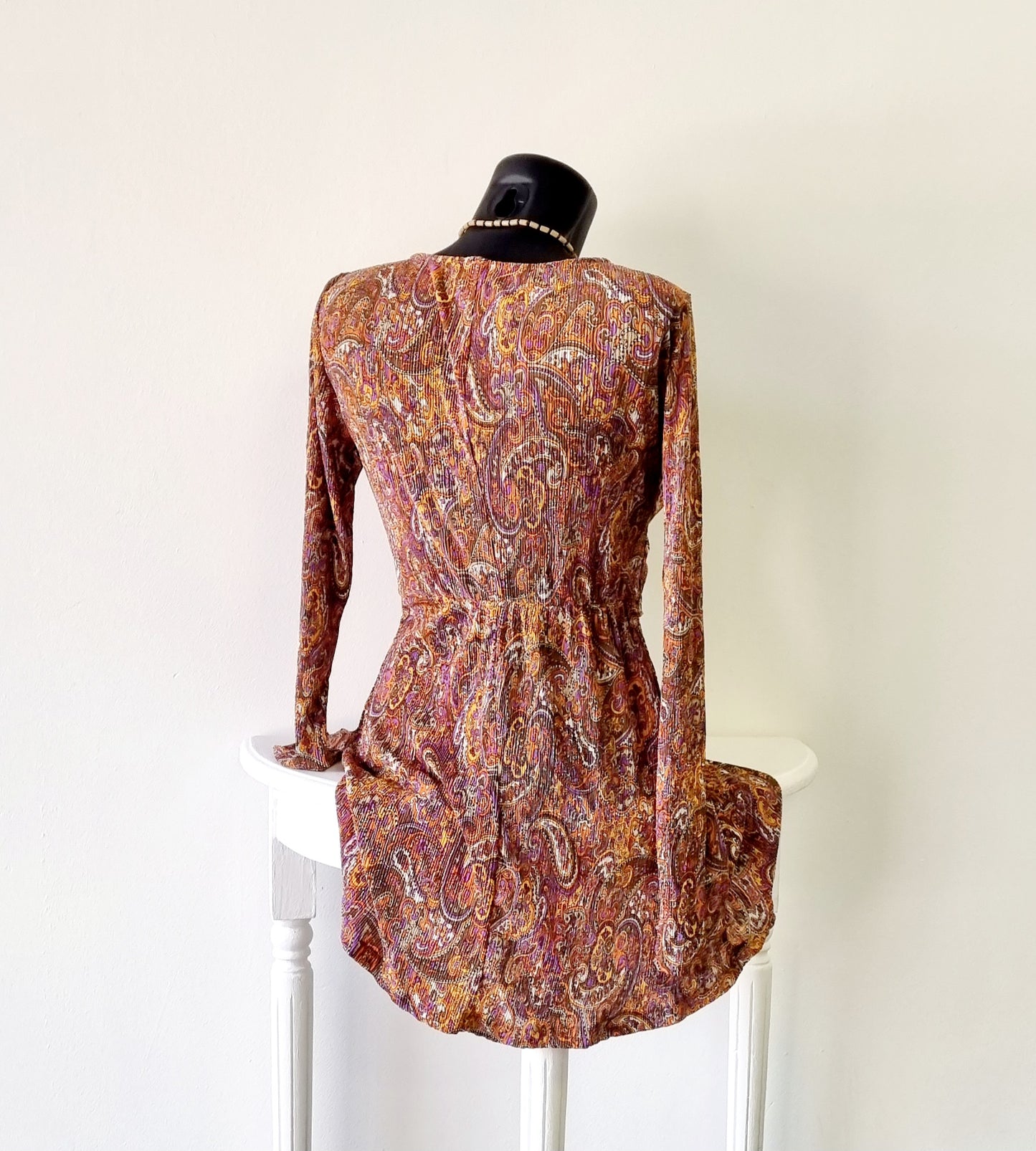 MNG - Burnt Orange & Purple Cross Over Mini Dress