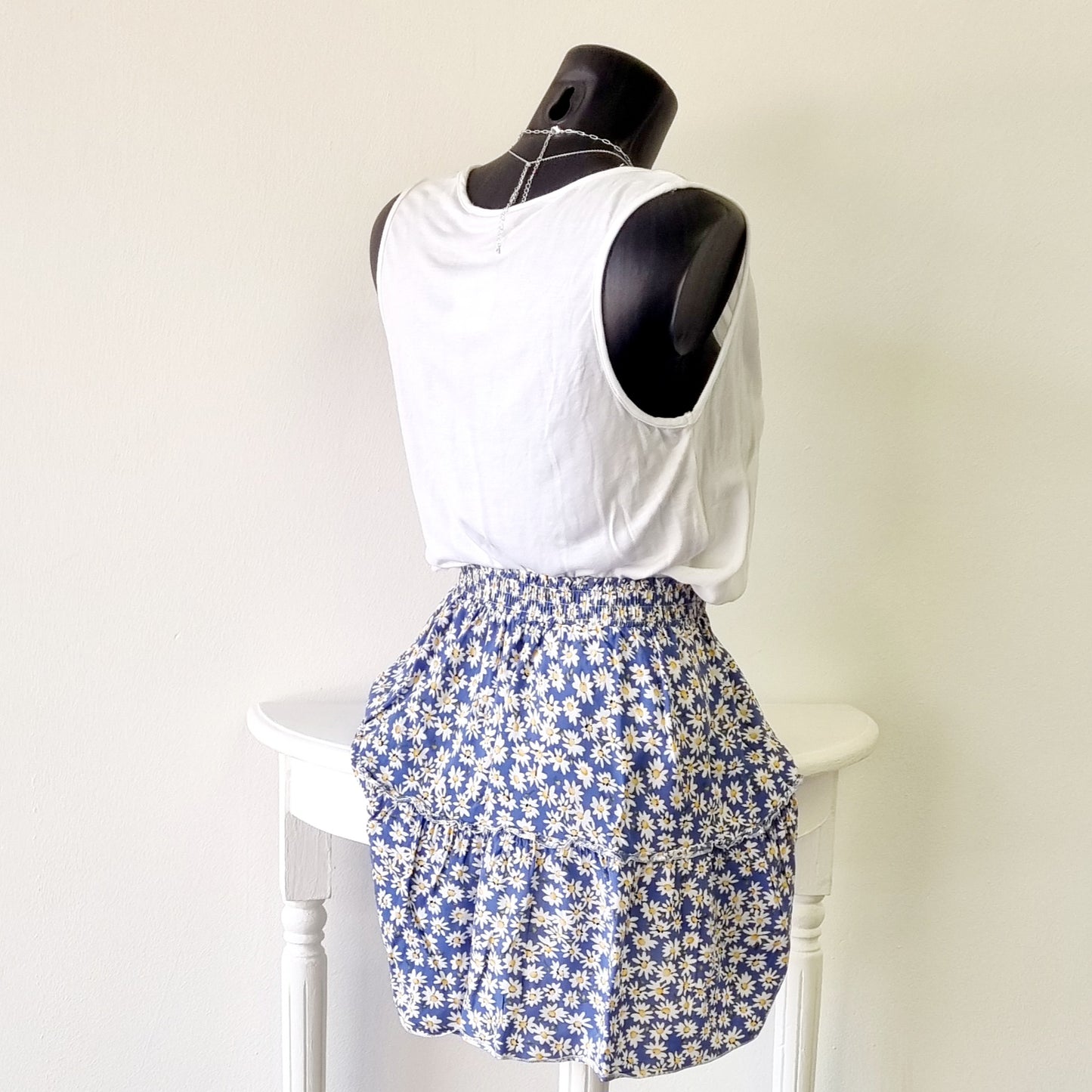 Angel Heat - Blue and White Floral Mini Summer Skirt