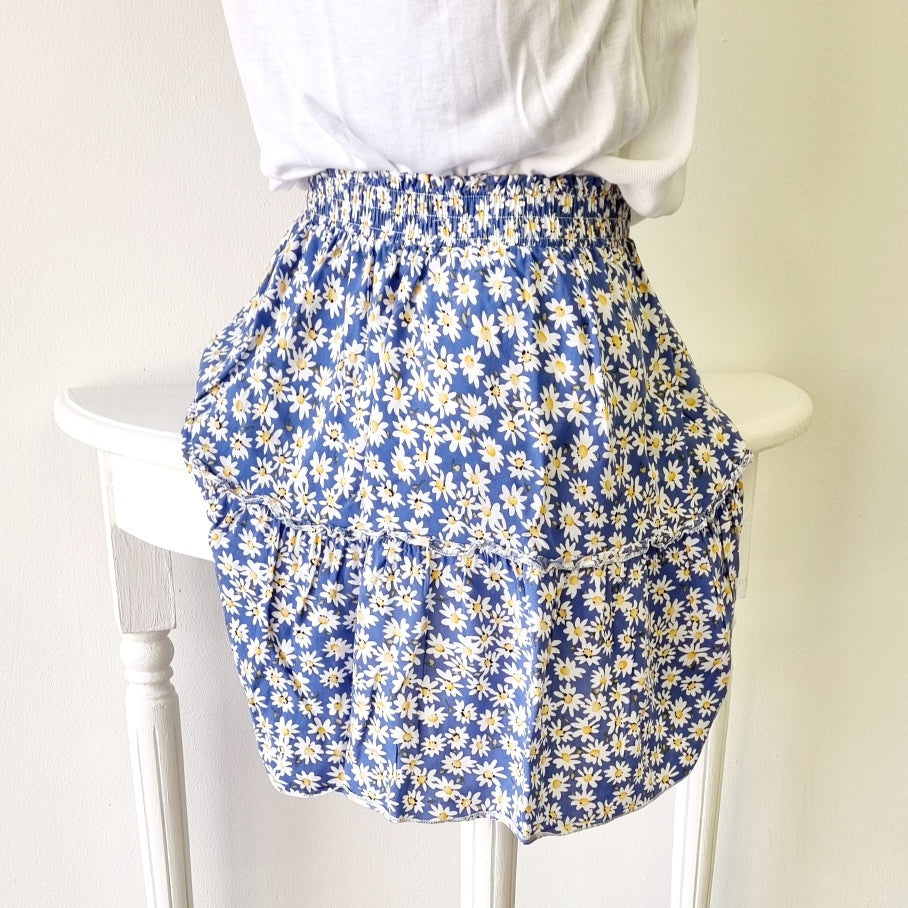 Angel Heat - Blue and White Floral Mini Summer Skirt