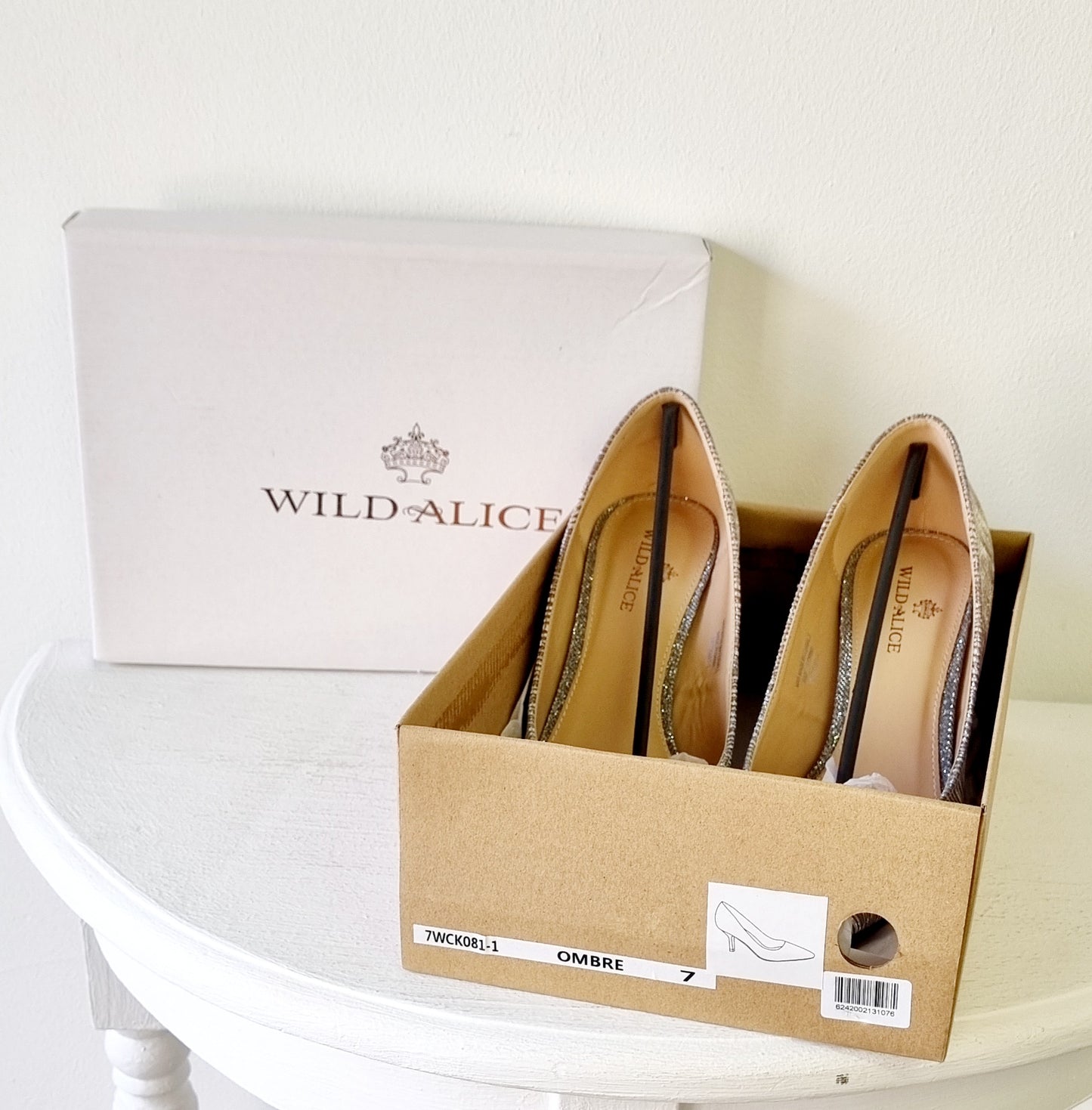 Wild Alice - Sophisticated sliver gold ombre heeled court shoes