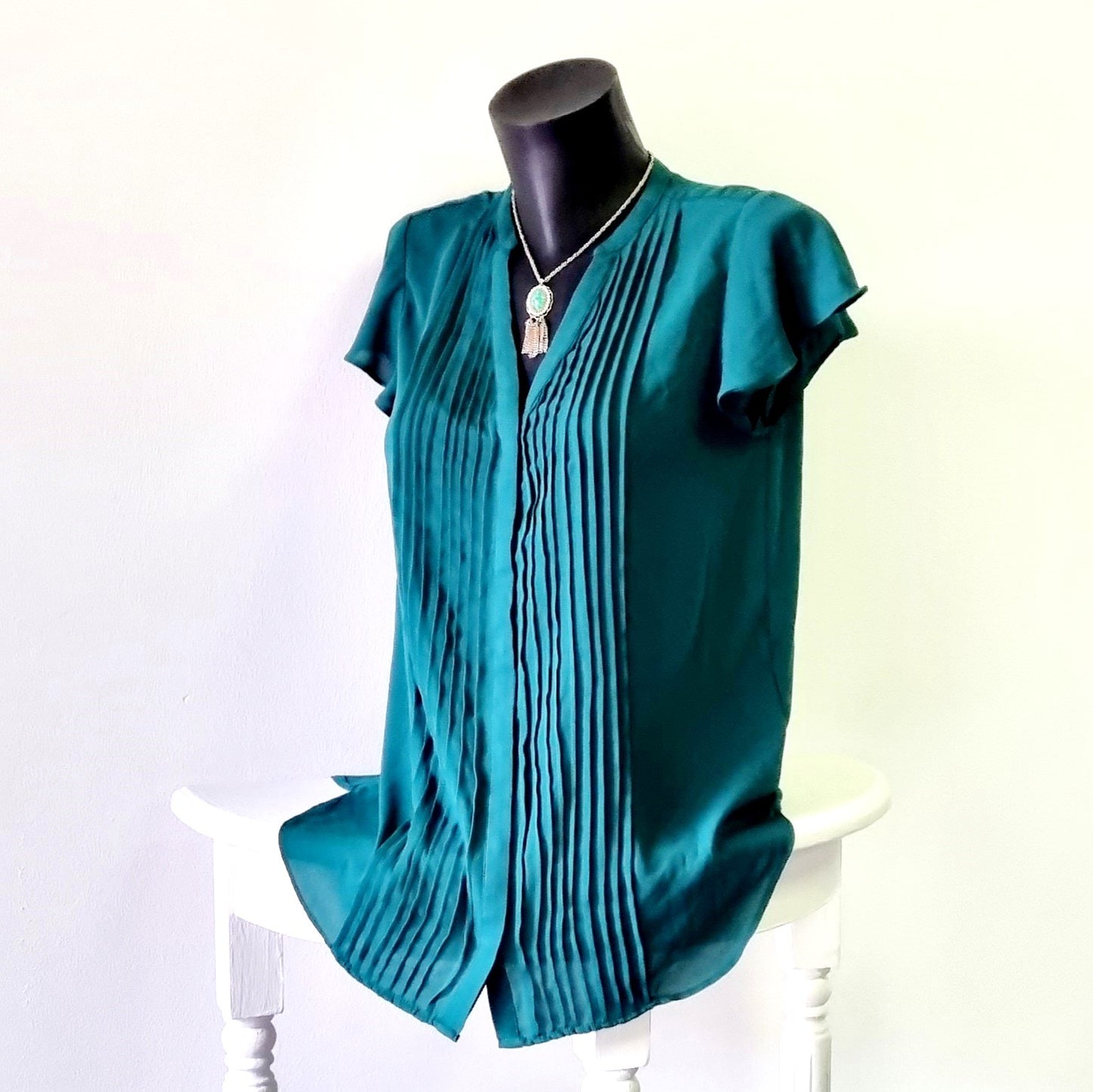 H&M - Bottle Green Capped Sleeve Shirt/Blouse