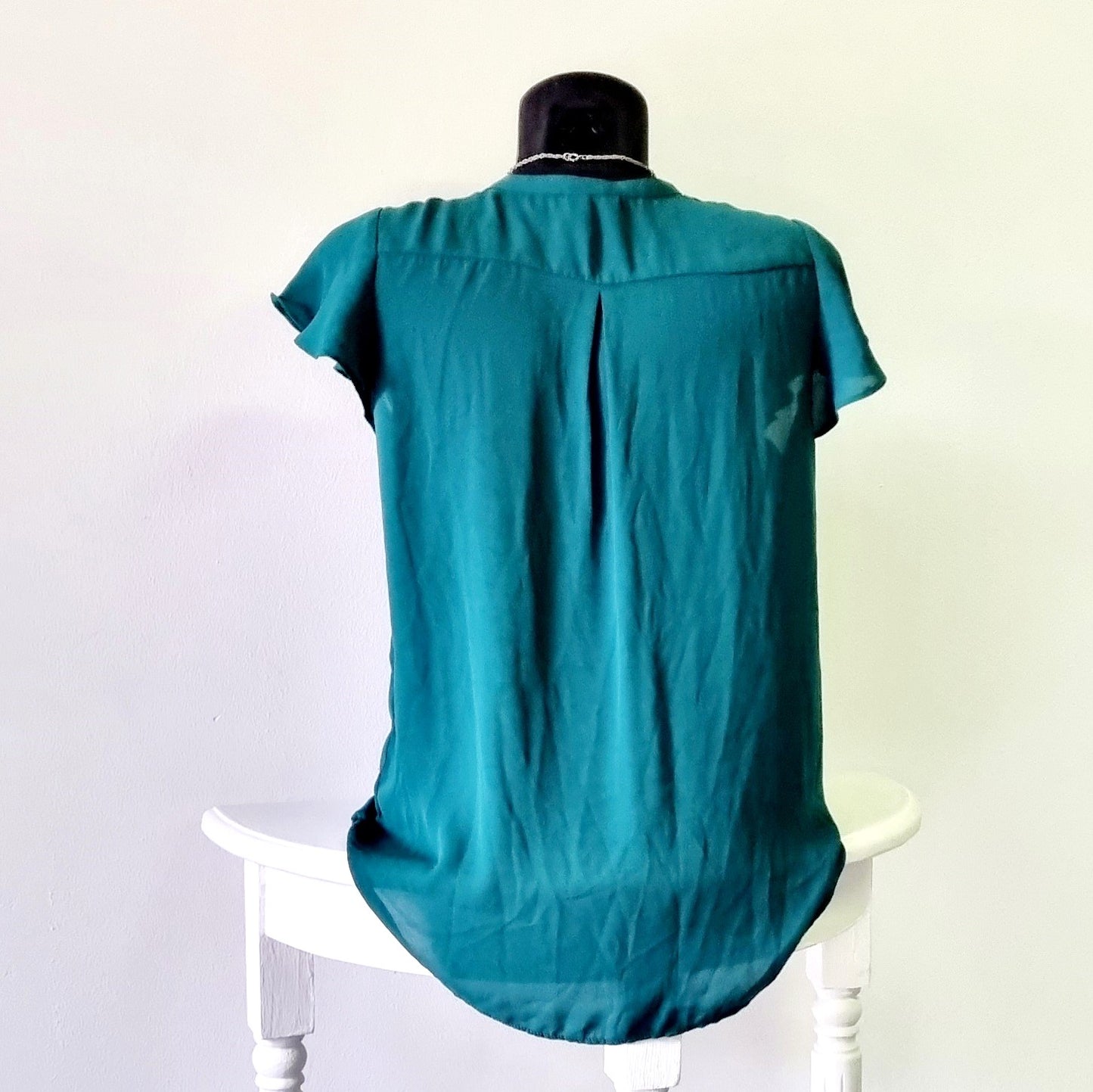 H&M - Bottle Green Capped Sleeve Shirt/Blouse