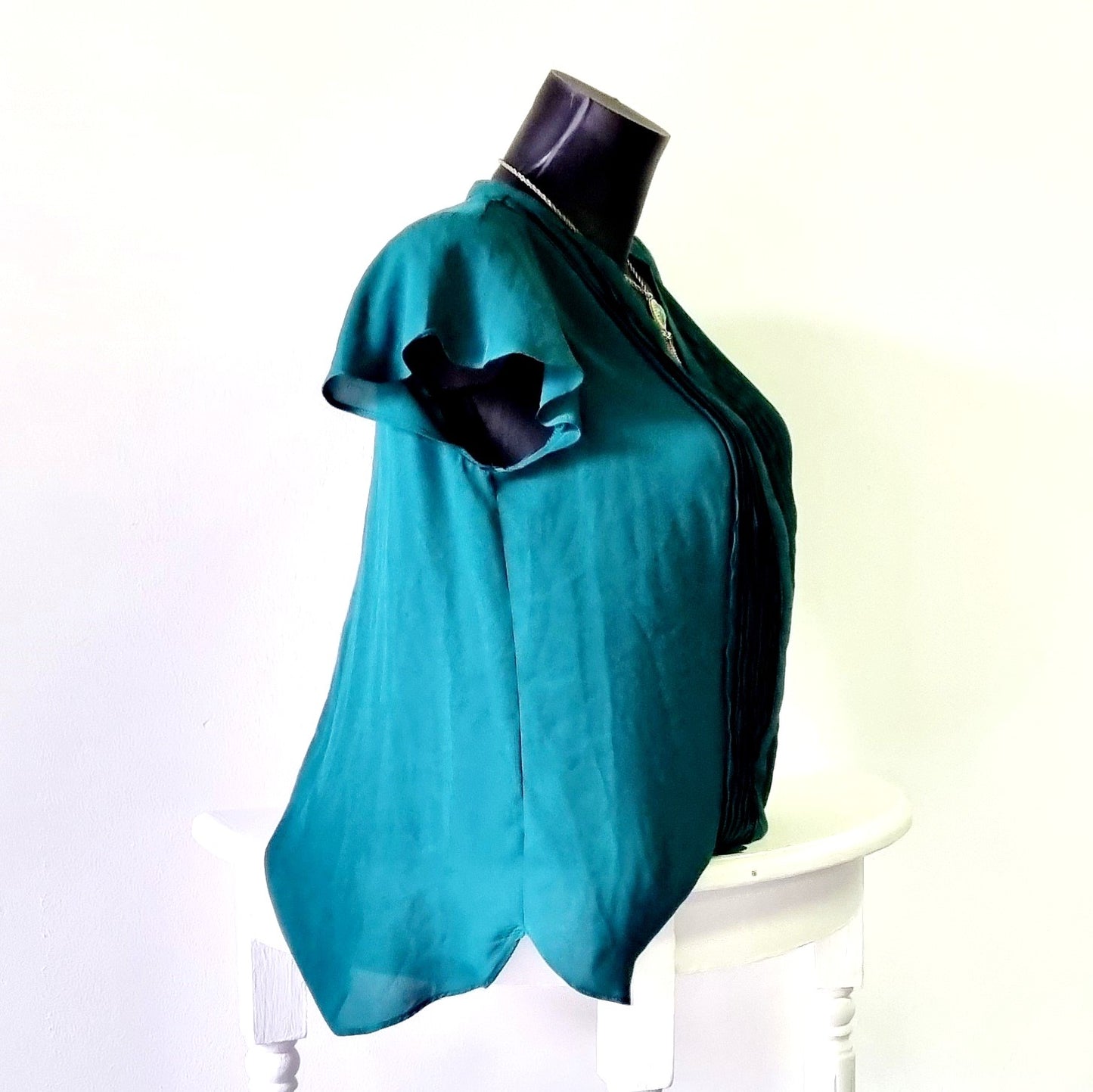 H&M - Bottle Green Capped Sleeve Shirt/Blouse
