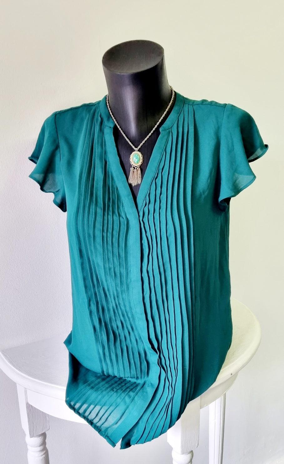 H&M - Bottle Green Capped Sleeve Shirt/Blouse