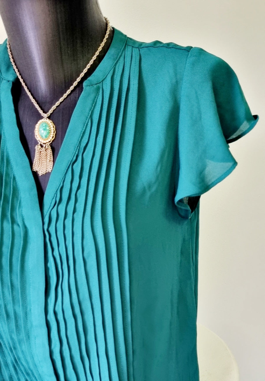 H&M - Bottle Green Capped Sleeve Shirt/Blouse