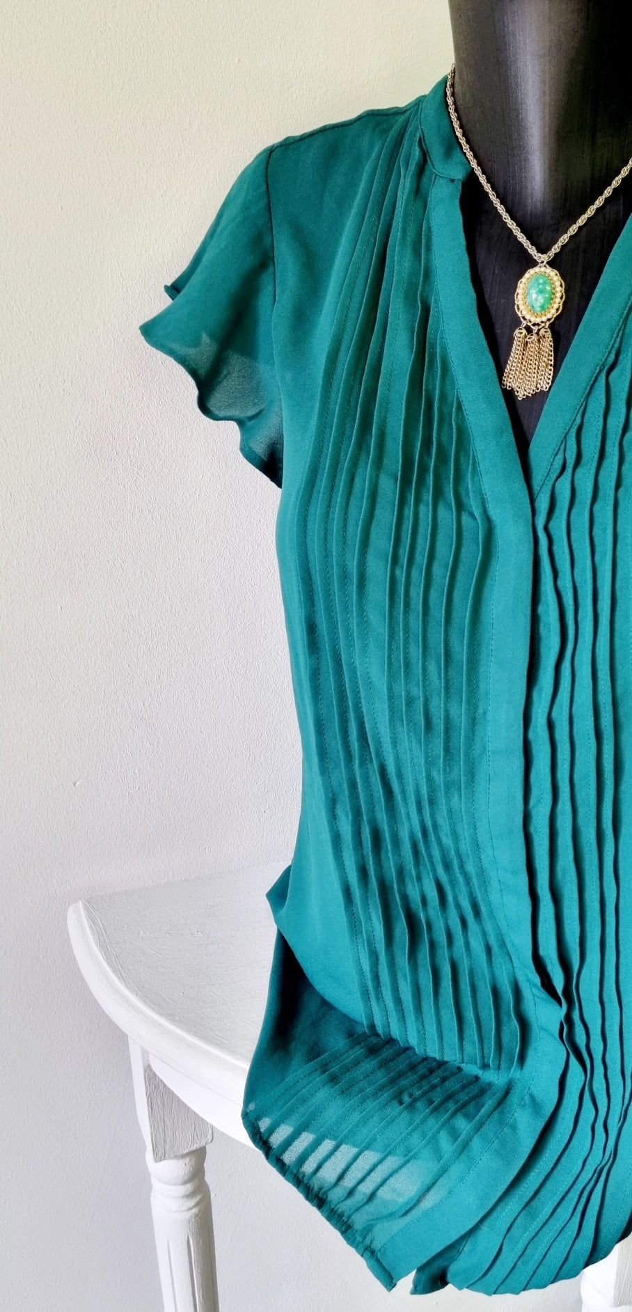 H&M - Bottle Green Capped Sleeve Shirt/Blouse