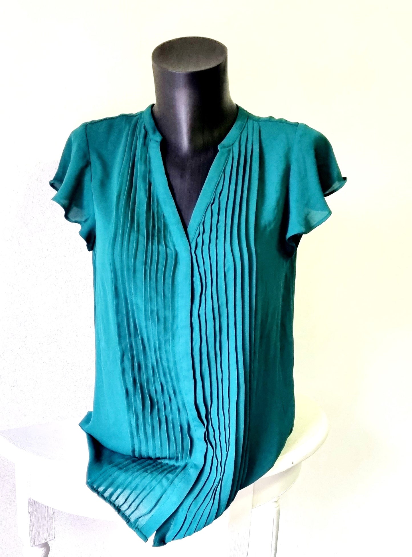 H&M - Bottle Green Capped Sleeve Shirt/Blouse