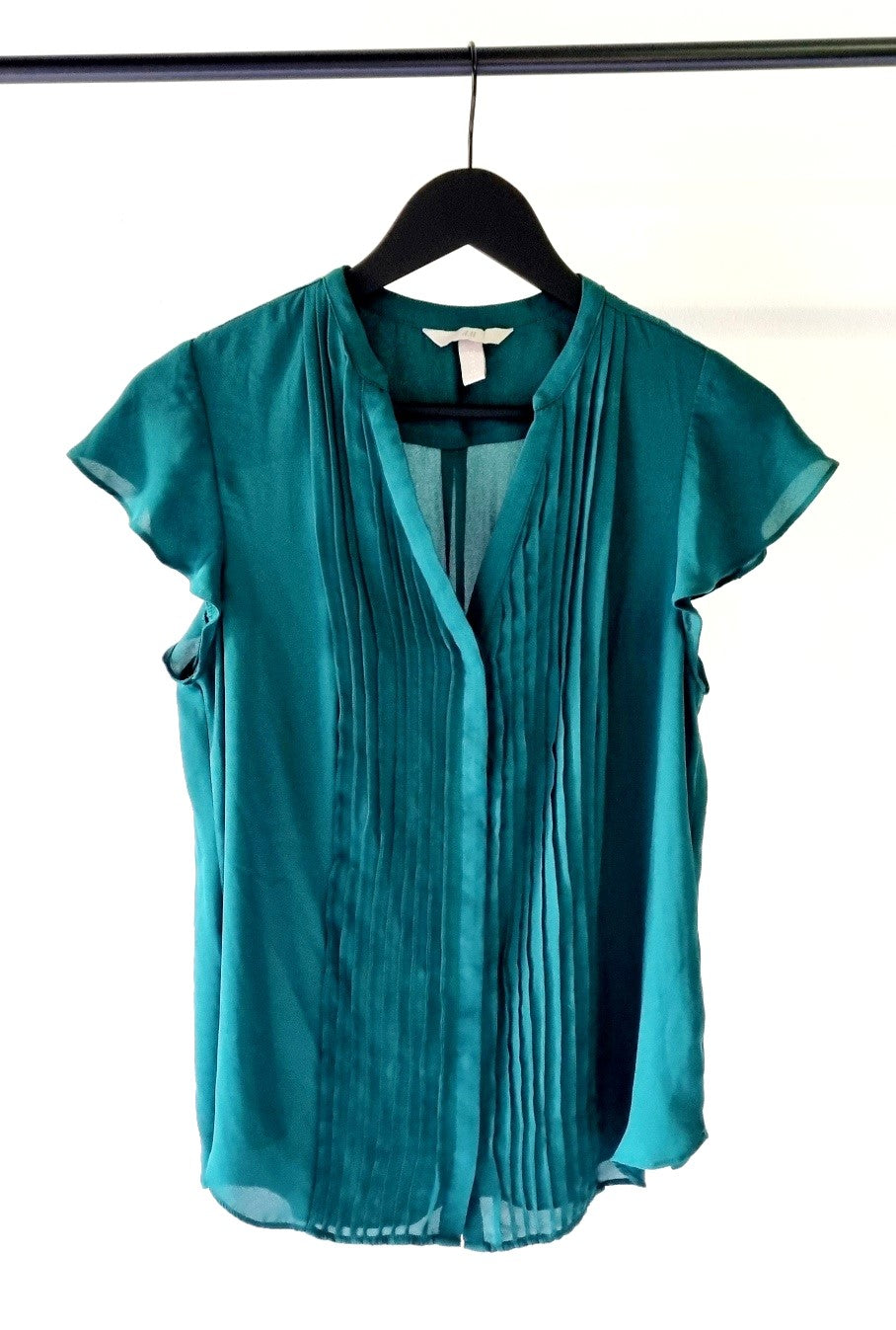 H&M - Bottle Green Capped Sleeve Shirt/Blouse