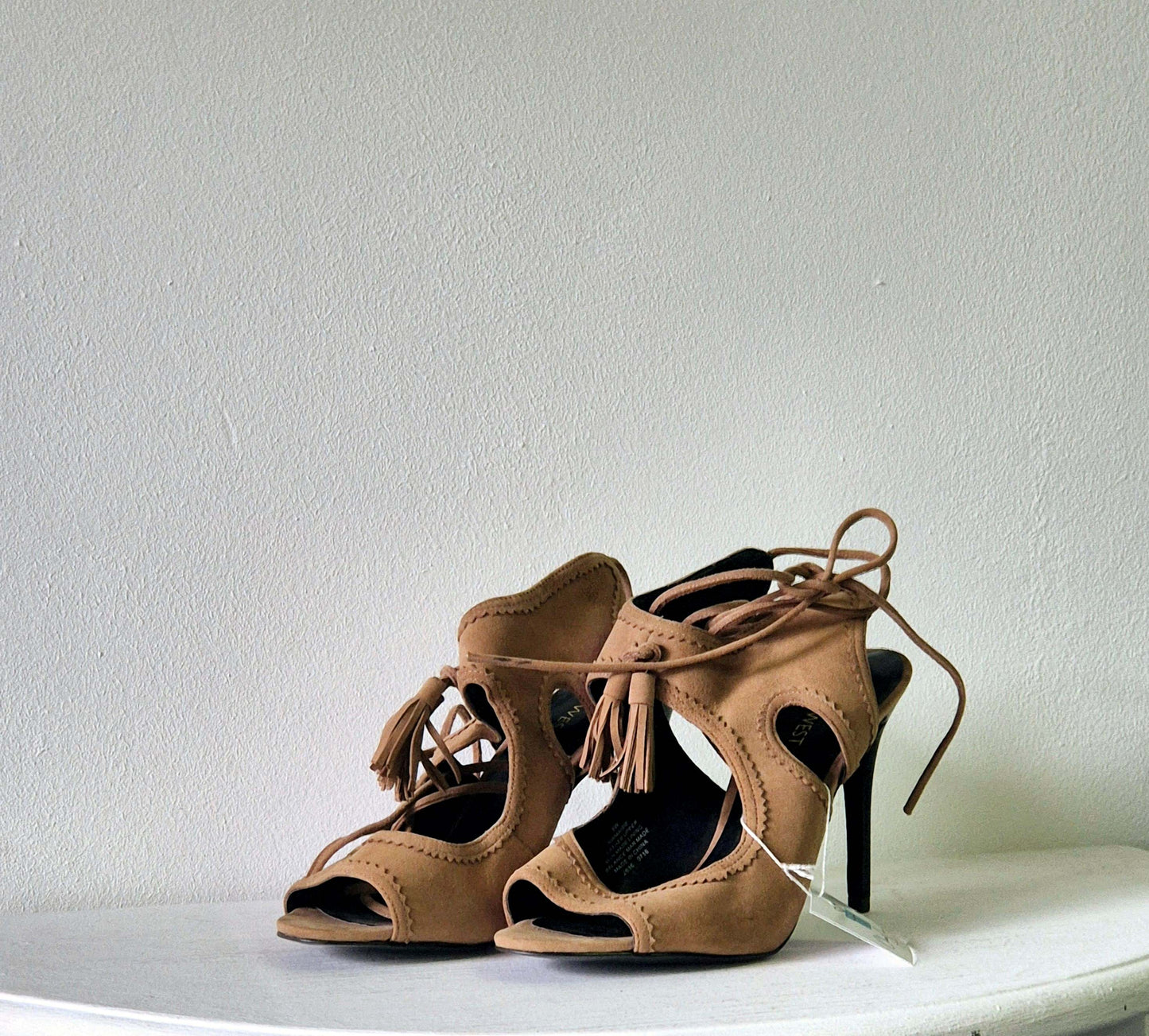 Nine West - Beige Suede Slingback Heeled Sandals