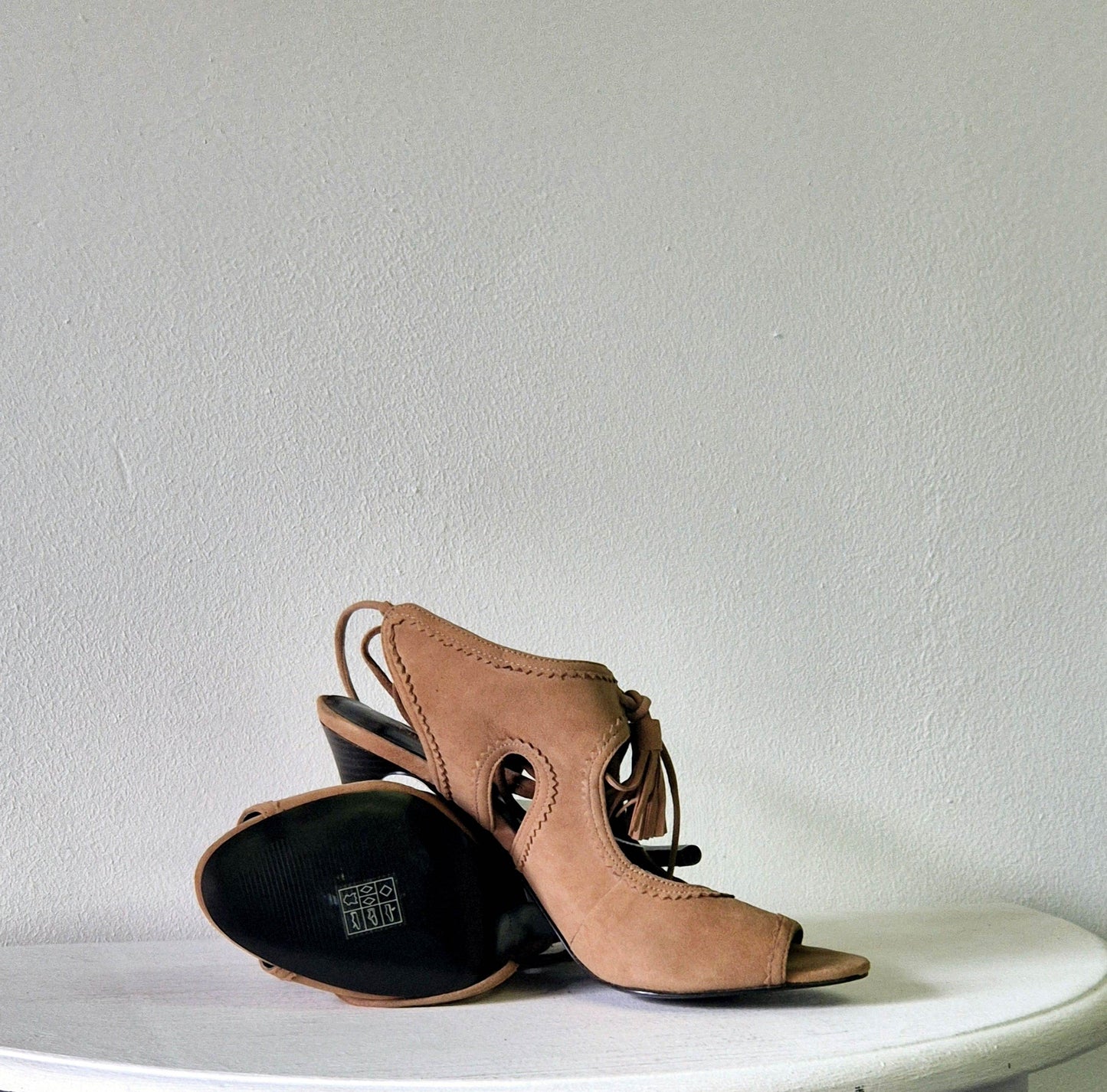 Nine West - Beige Suede Slingback Heeled Sandals