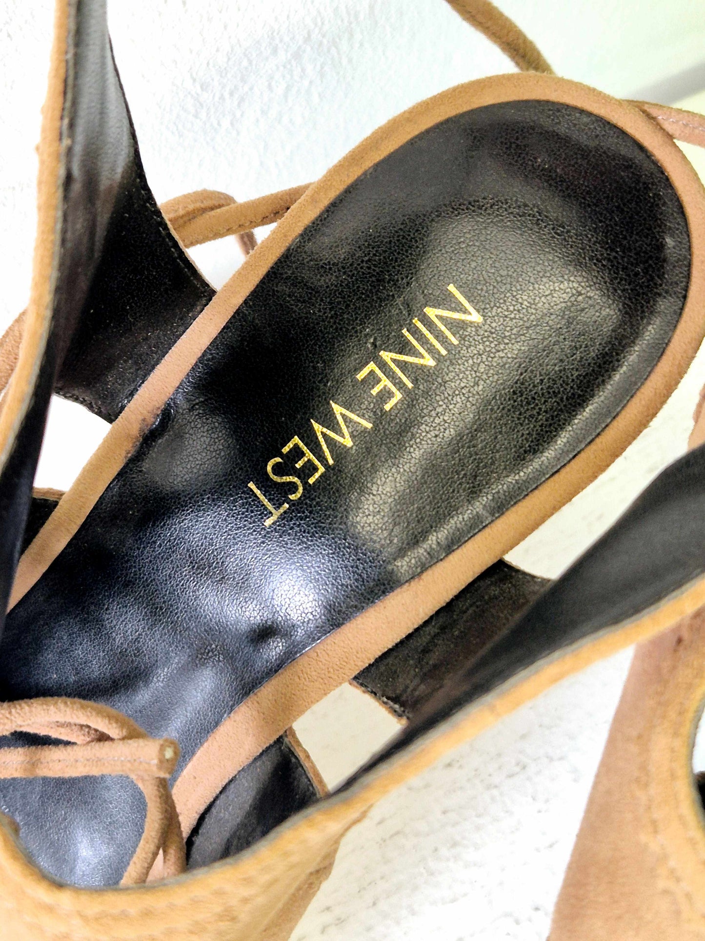 Nine West - Beige Suede Slingback Heeled Sandals