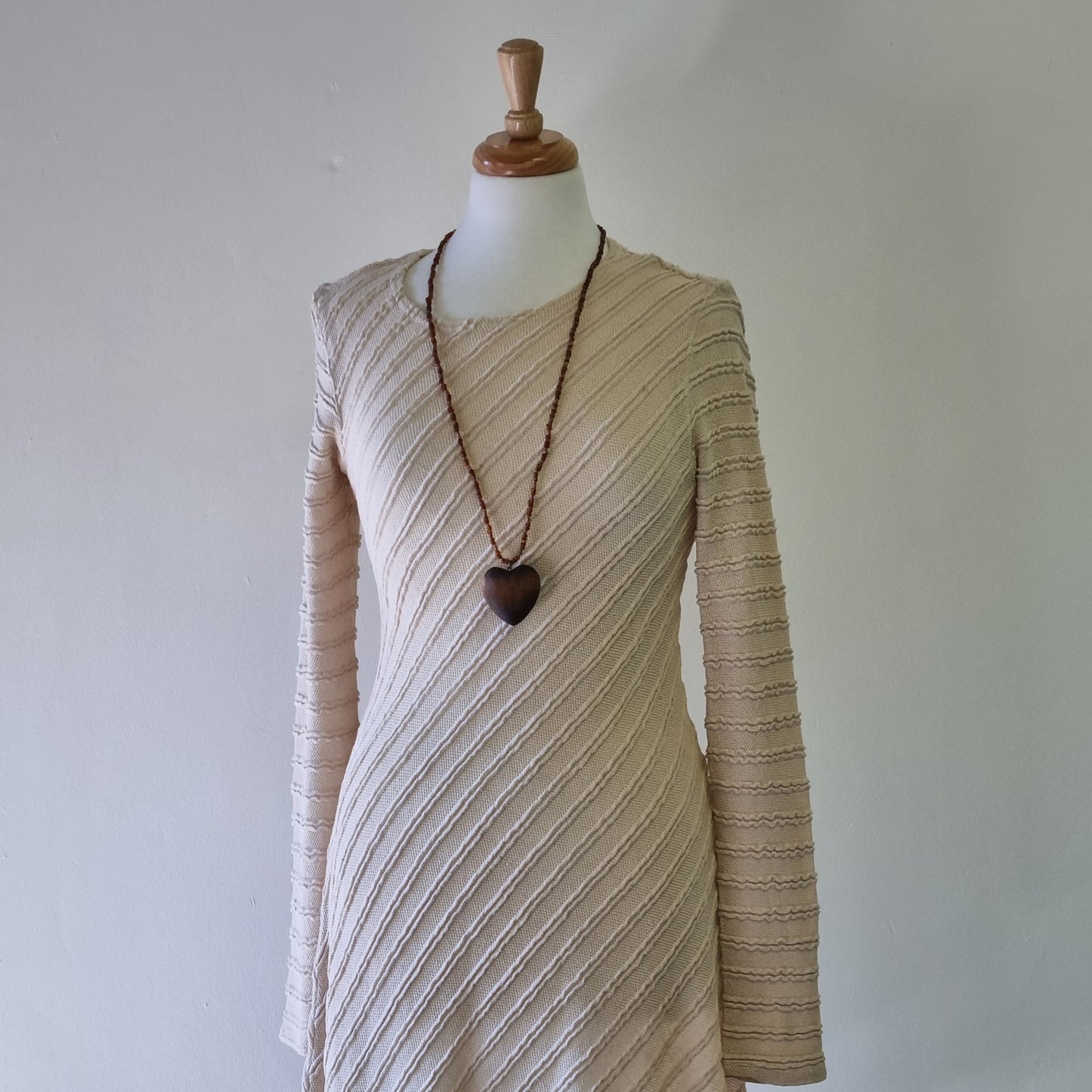 Jenni Button - Beige woven cut on the bias dress