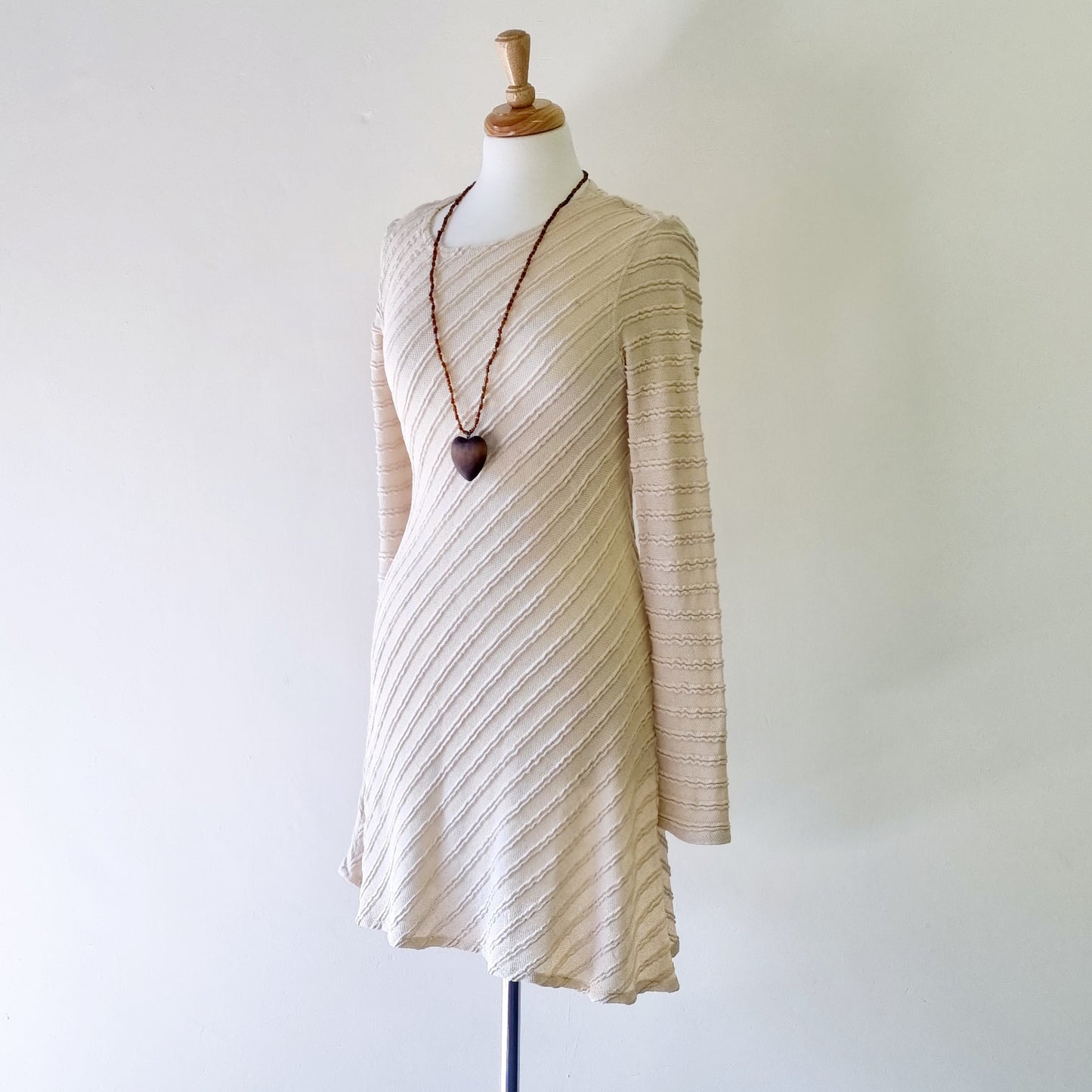 Jenni Button - Beige woven cut on the bias dress