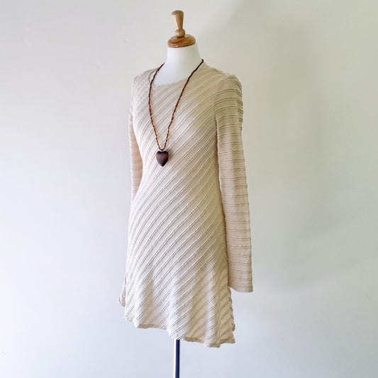 Jenni Button - Beige woven cut on the bias dress
