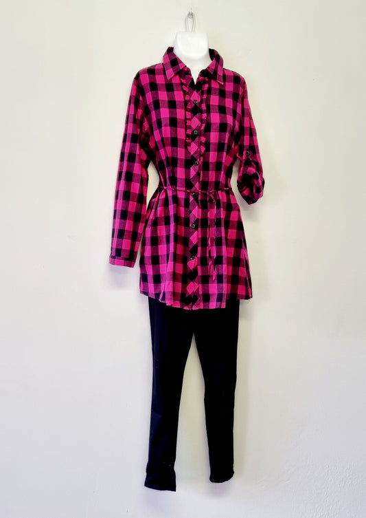 Fashionista - Pink & Black checked shirt