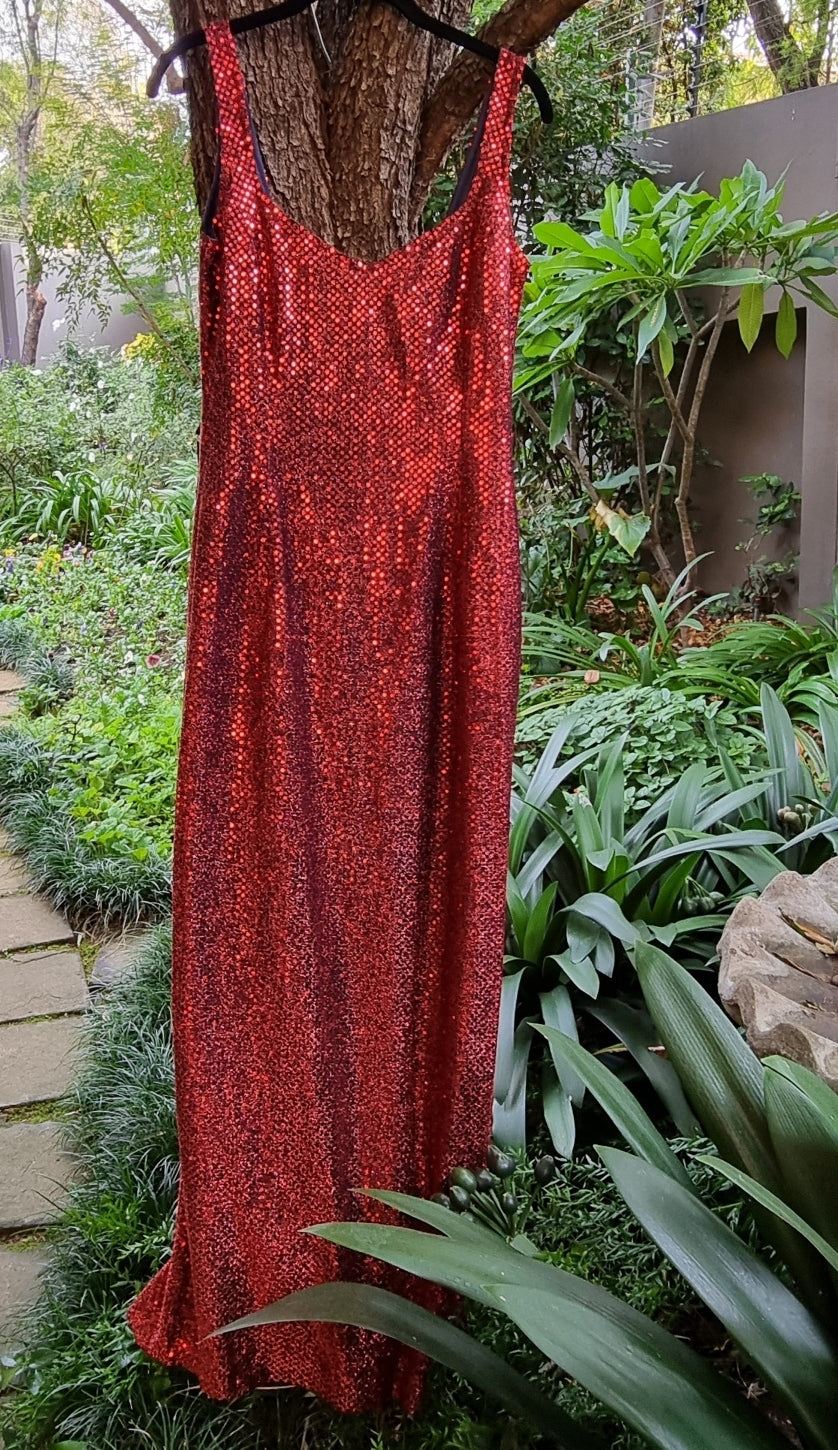 Handsewn Red Sequin Dress