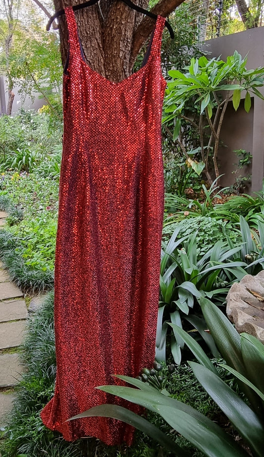 Handsewn Red Sequin Dress