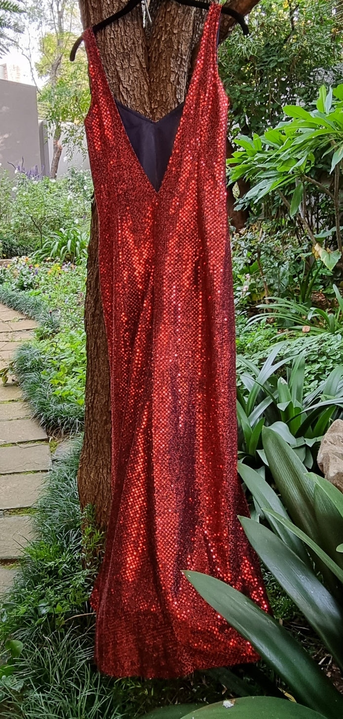 Handsewn Red Sequin Dress